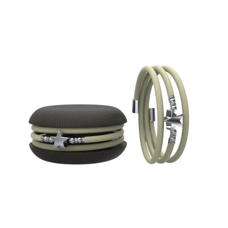 Too Late Bracciale Macaron Donna in Caucciù con Charm Simbolo Cuore Stella o Quadrifoglio - Made in Italy - immagine 1