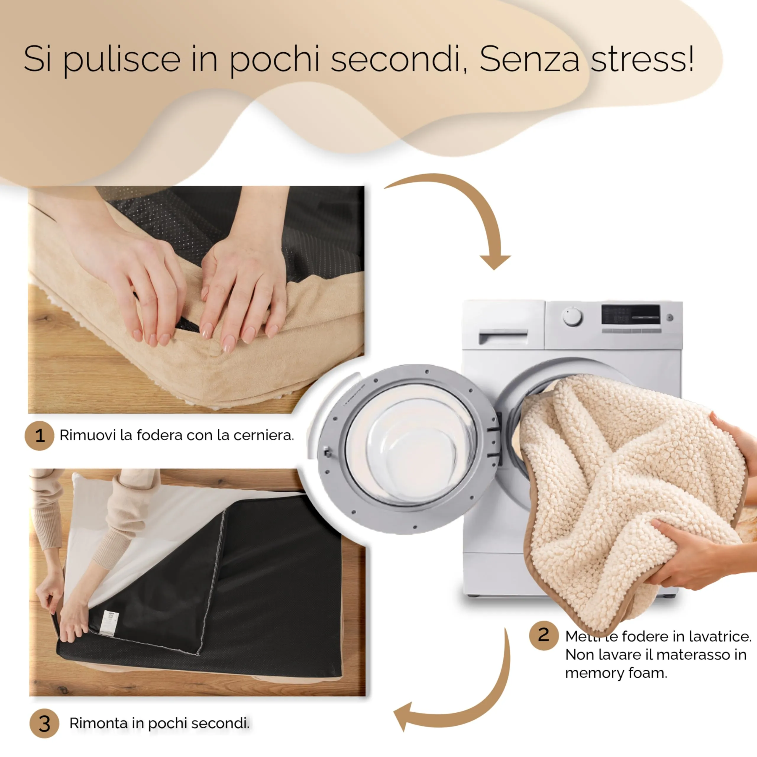 VEEL PET Cuccia Ortopedica per Cani con Fodera Impermeabile Lavabile, Large - immagine 10
