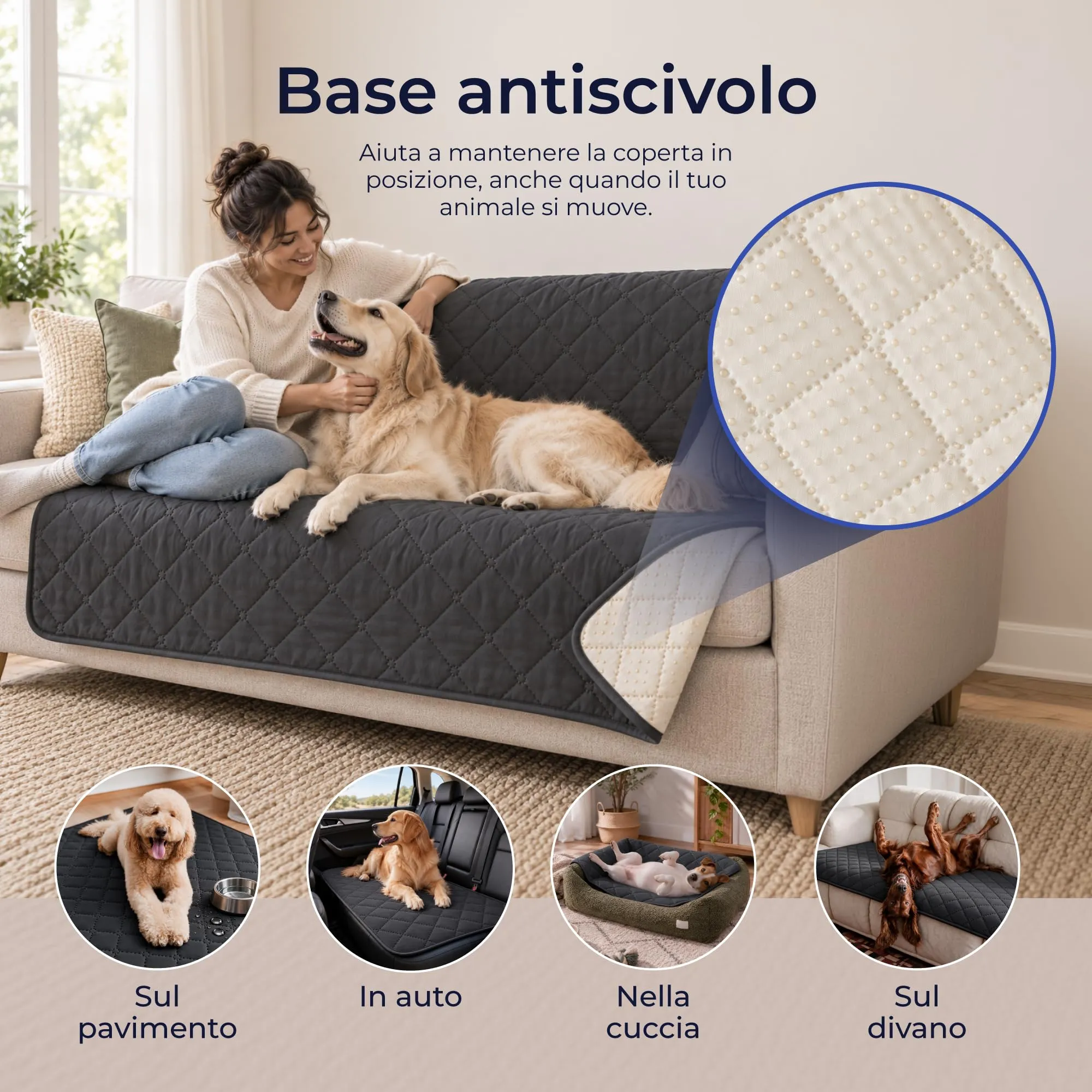 Dreamzie Coperta Impermeabile per Cani, 170x205 cm, Antracite, Copridivano - immagine 6