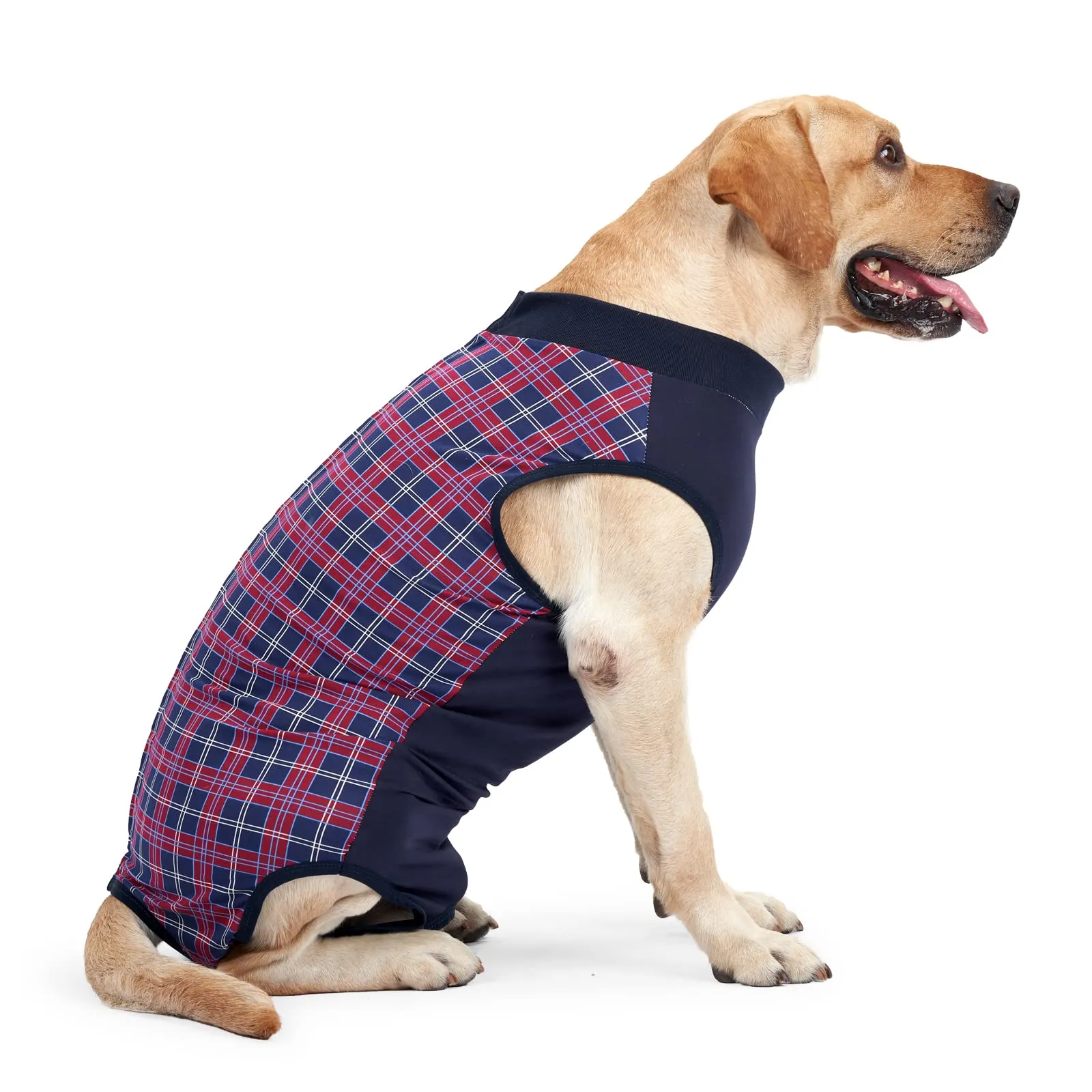 Heywean Tuta per il recupero del cane Spay Suit Femmina Post-operatoria, Taglia XL, Marine Plaid - immagine 1