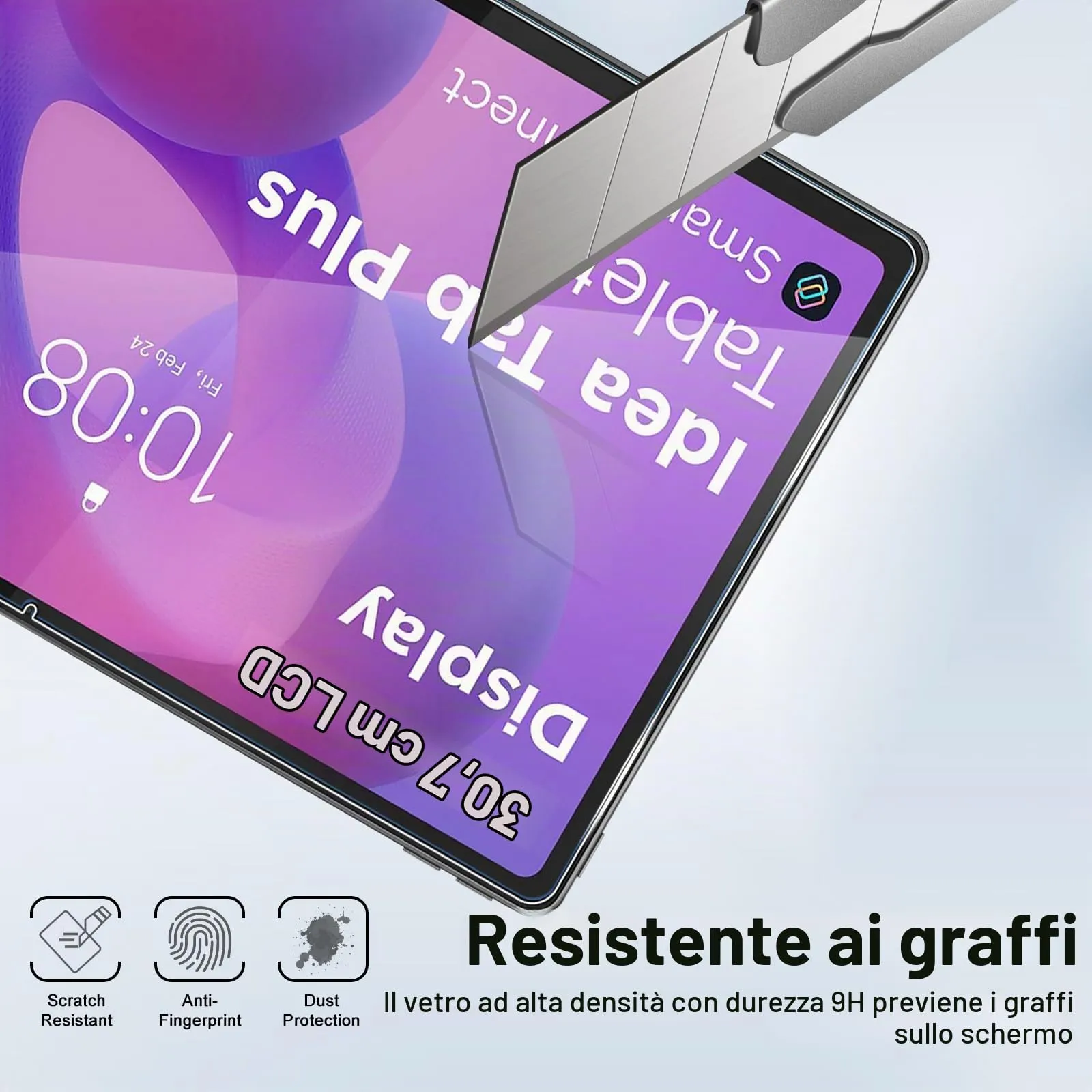ELYCO Pellicola Protettiva in Vetro Temperato per Lenovo Idea Tab Plus/Tab Plus Gen 2 12.1" - immagine 4