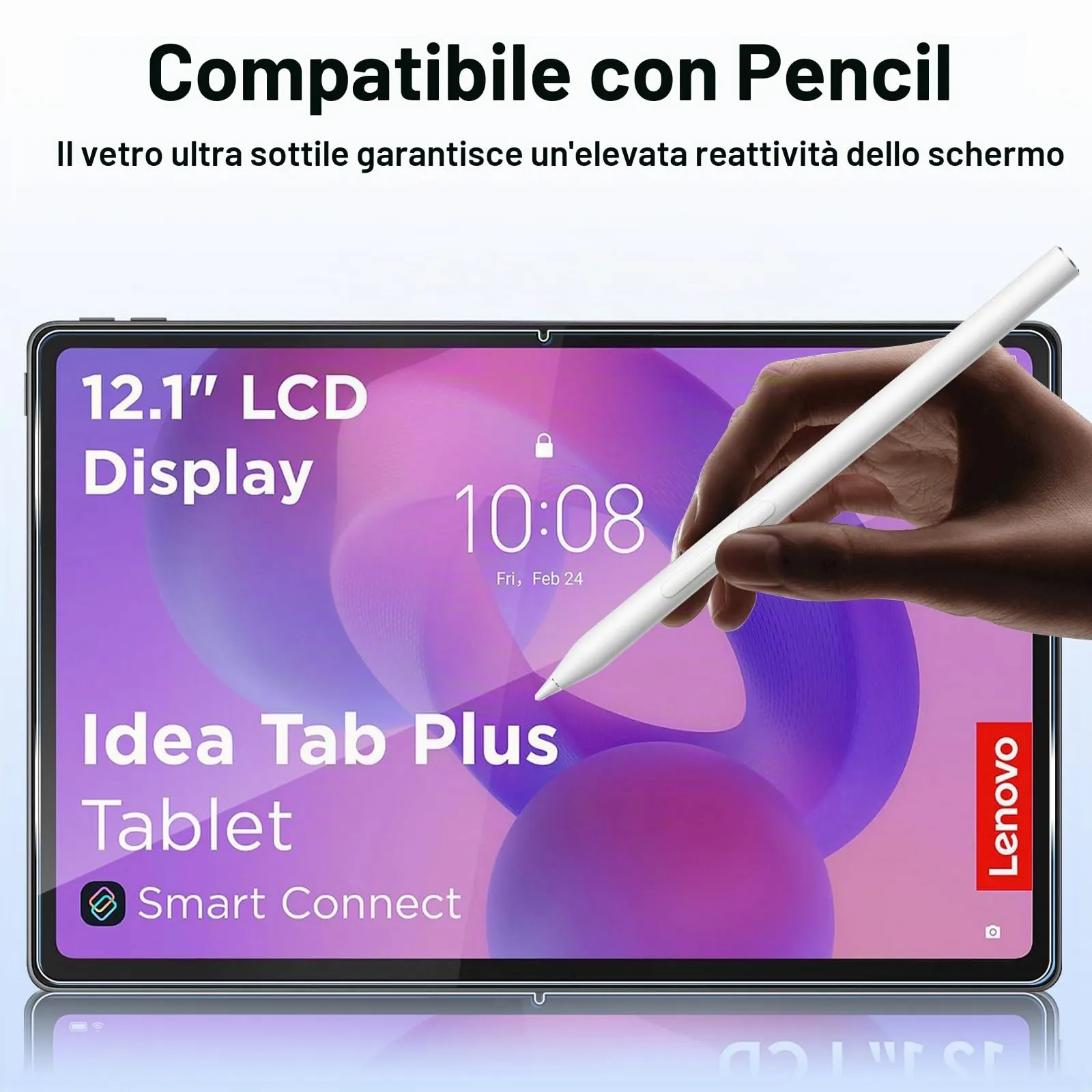 ELYCO Pellicola Protettiva in Vetro Temperato per Lenovo Idea Tab Plus/Tab Plus Gen 2 12.1" - immagine 5