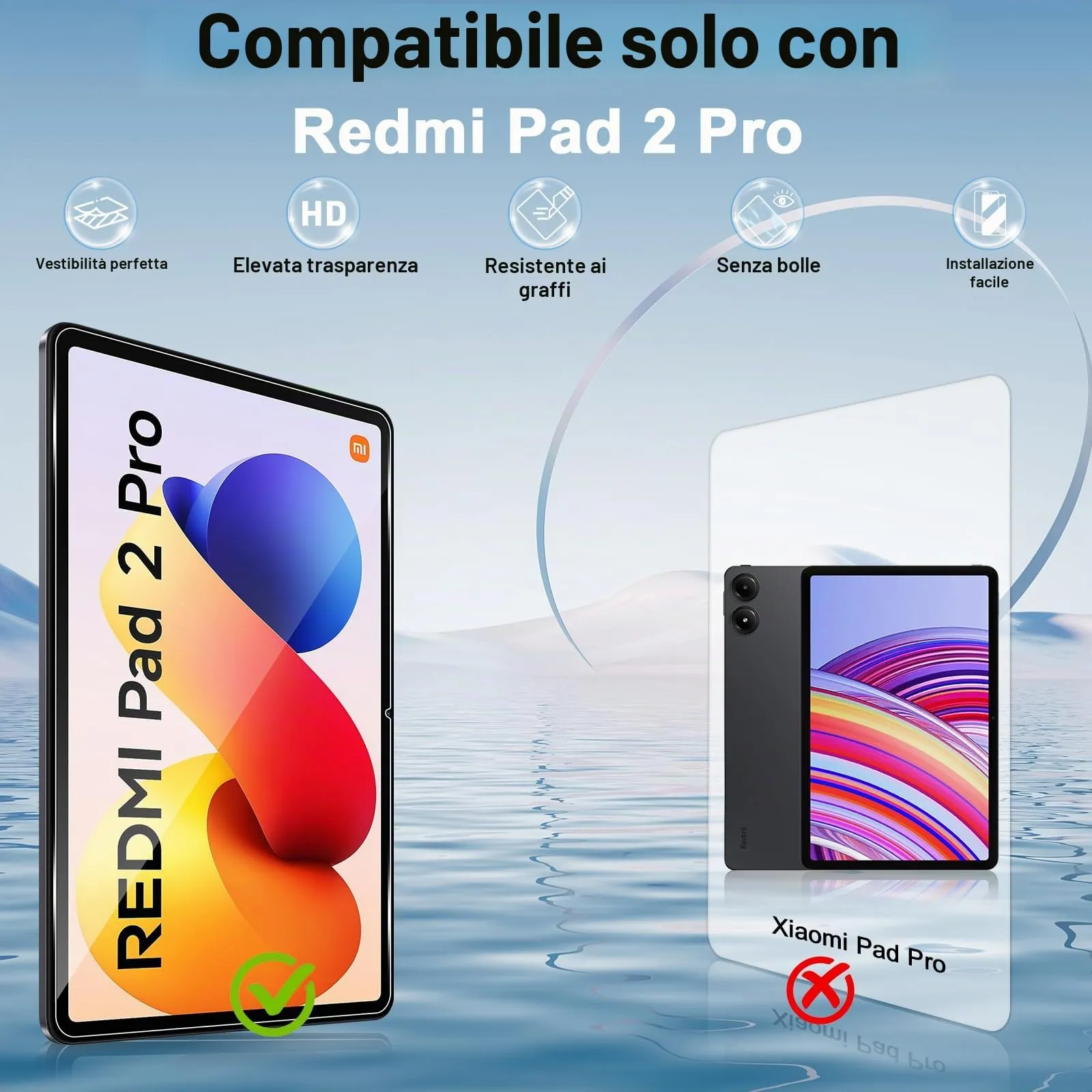 ELYCO Pellicola Protettiva in Vetro Temperato per Xiaomi Redmi Pad 2 Pro / POCO Pad M1 12.1 Pollici - immagine 2