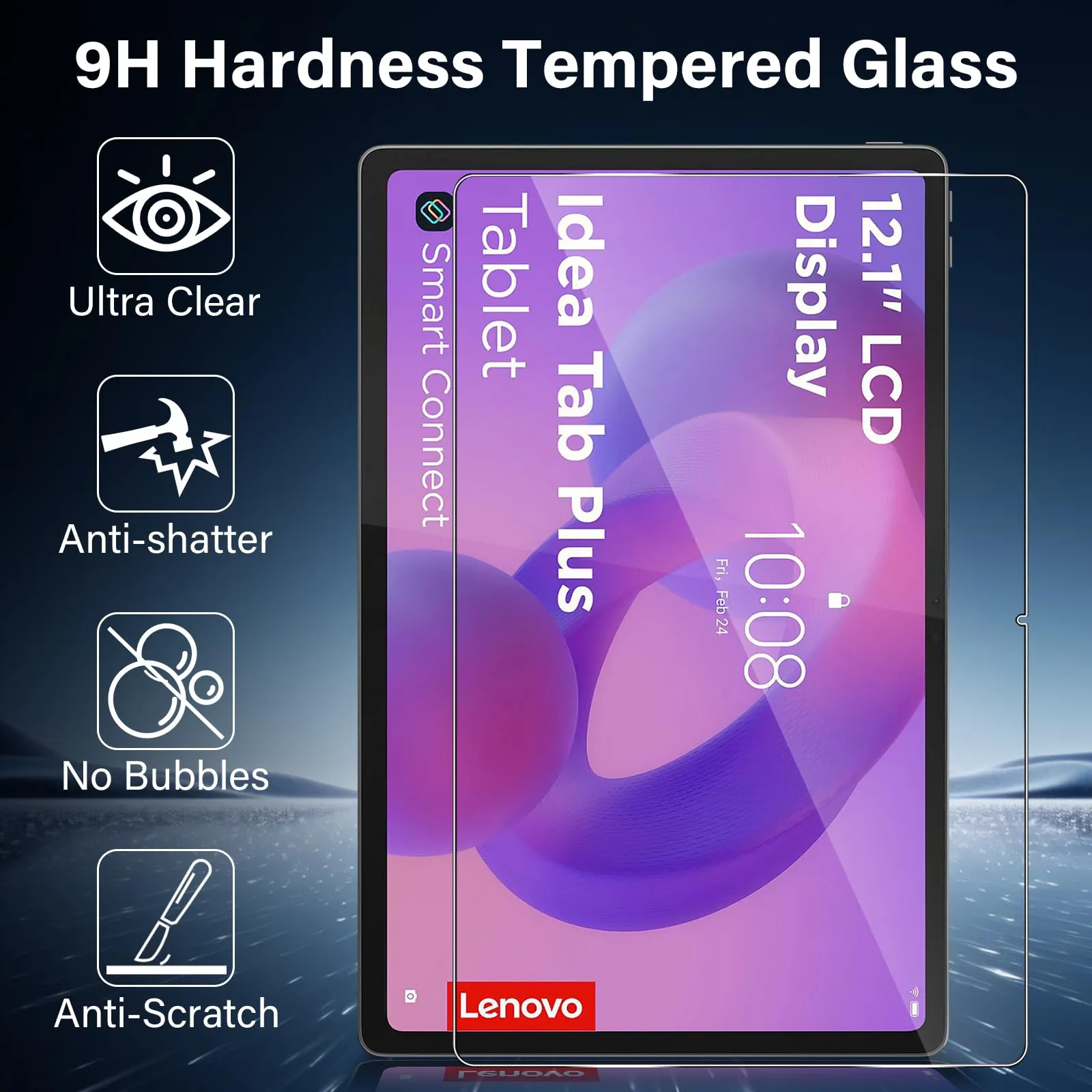 ELYCO Pellicola Protettiva in Vetro Temperato per Lenovo Idea Tab Plus 12.1 Pollici - immagine 4