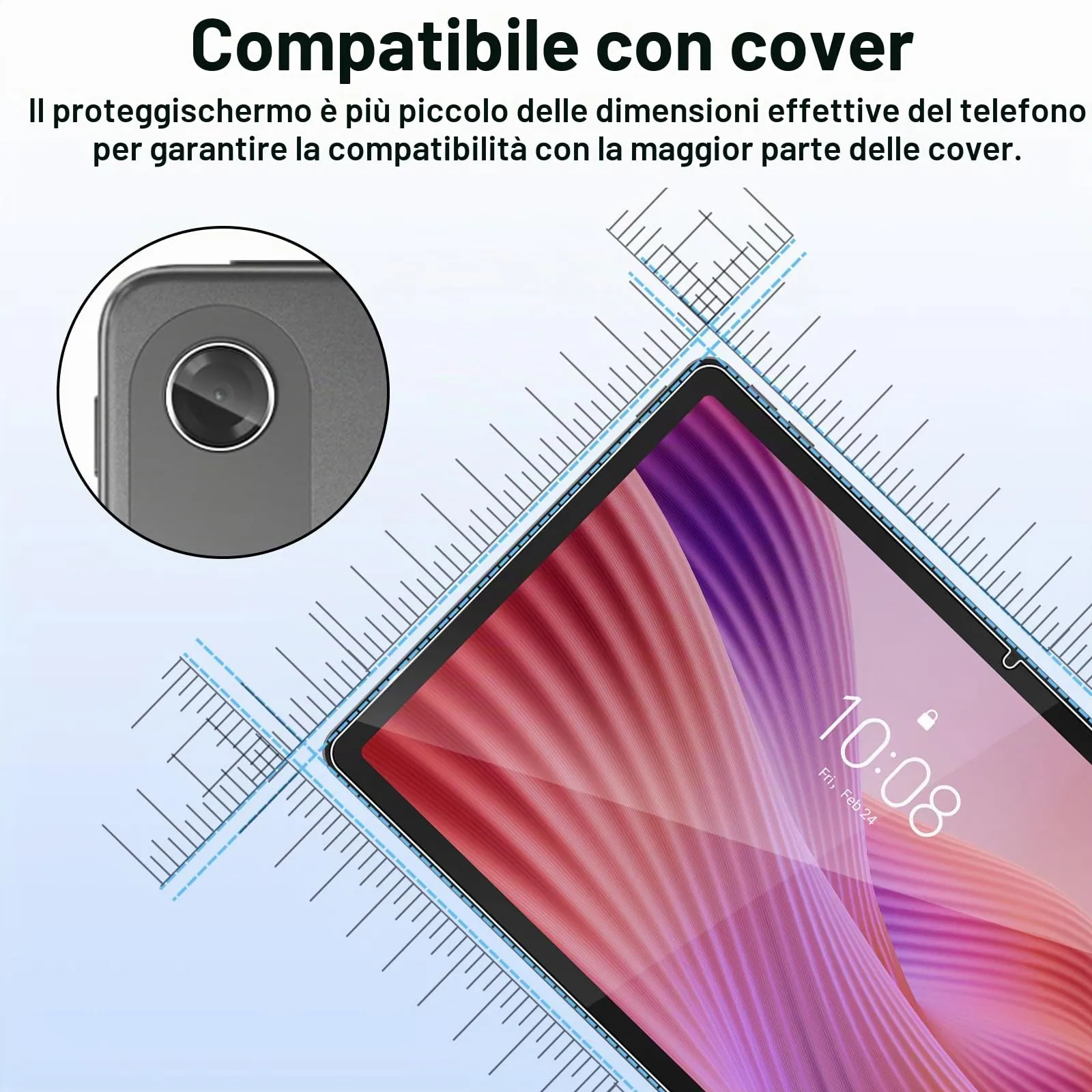 ELYCO Pellicola Protettiva in Vetro Temperato per Lenovo Tab 2025 TB311FU/TB311XU 10.1 Pollici - immagine 8