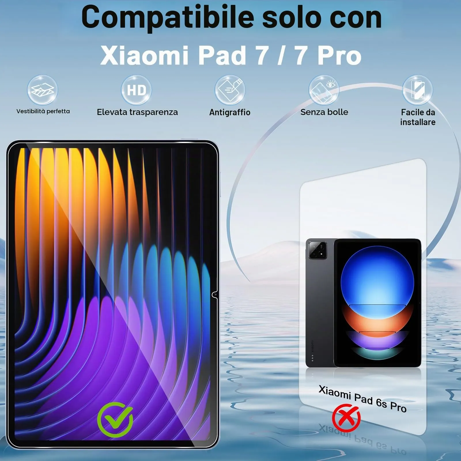 ELYCO Pellicola Protettiva in Vetro Temperato per Xiaomi Pad 7/7 Pro 11.2 Pollici - immagine 2