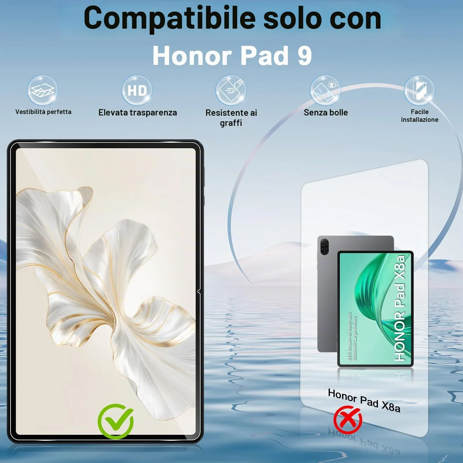 ELYCO Pellicola Protettiva in Vetro Temperato per Honor Pad 10, Pad 9 e Lenovo Idea Tab Plus 12.1 Pollici - immagine 2