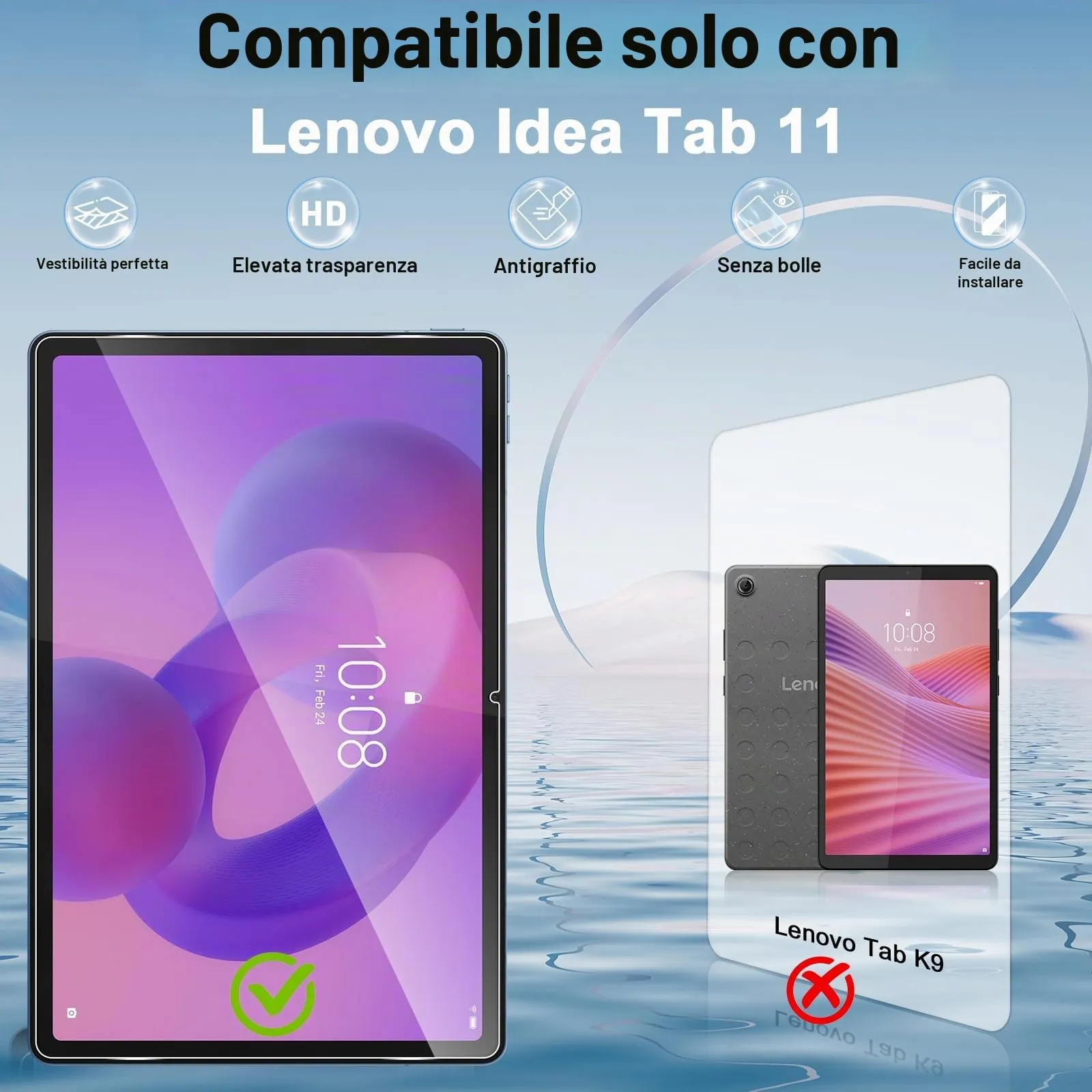 ELYCO Pellicola Protettiva in Vetro Temperato per Lenovo Idea Tab 11 Pollici - immagine 2