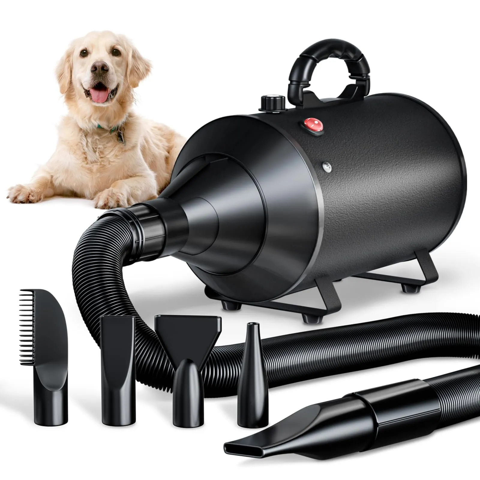 Trigrand Soffiatore per Cani 3000W, Velocità Regolabile, 4 Ugelli e Tubo Elastico - immagine 1