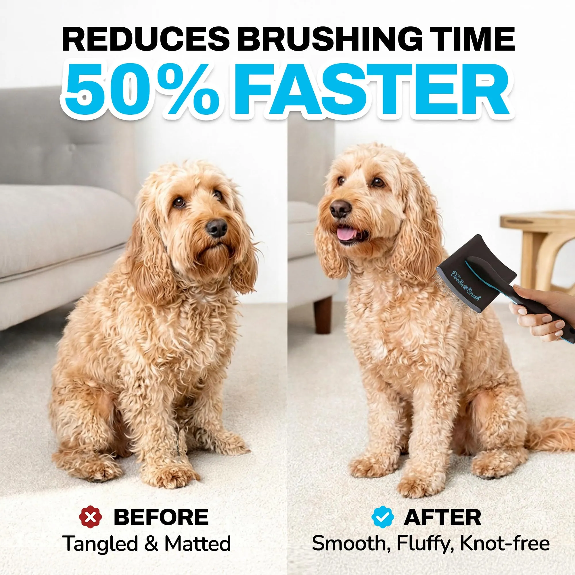 The Doodle Brush Cardatore per Cani Pelo Lungo, Perni Extra Lunghi - immagine 2