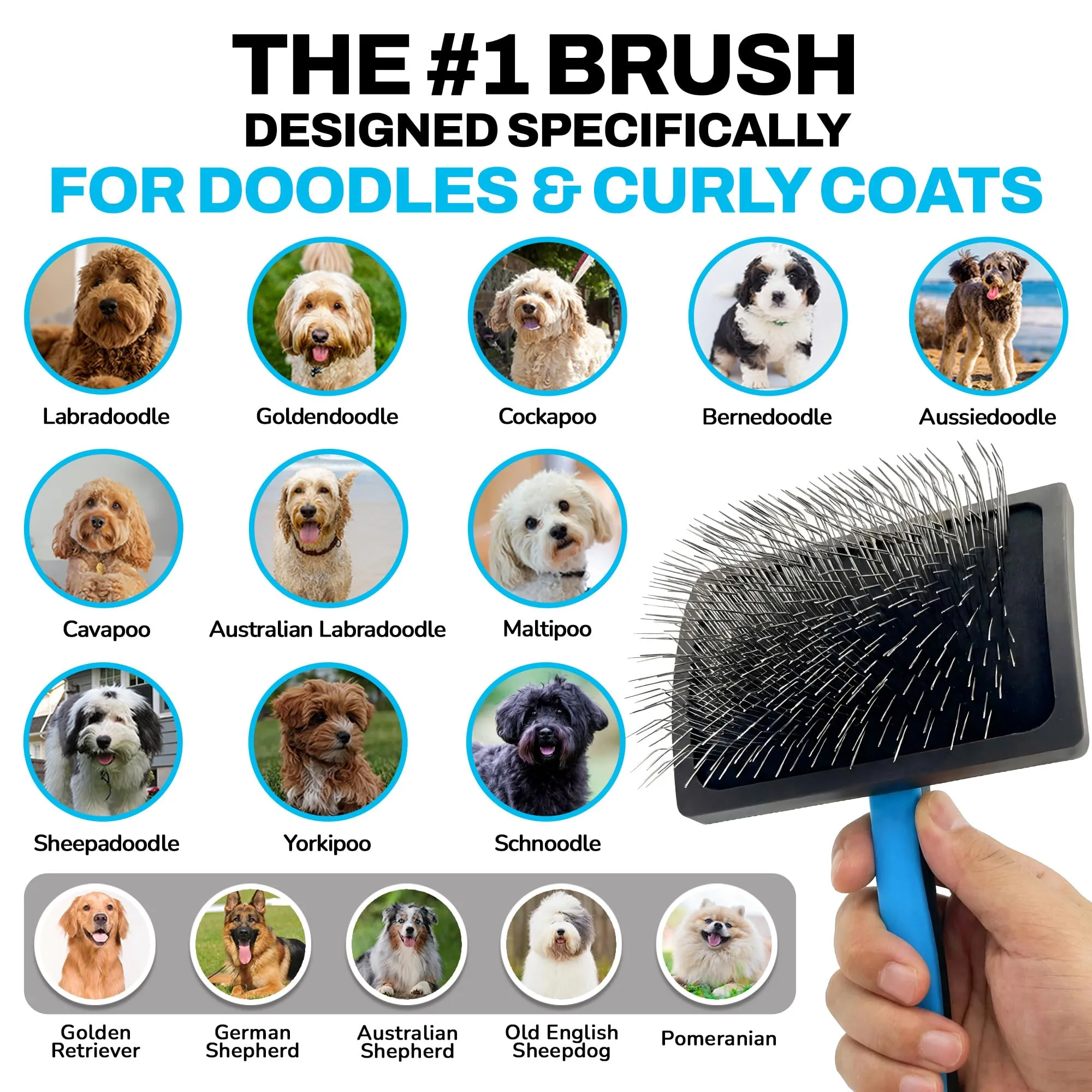 The Doodle Brush Cardatore per Cani Pelo Lungo, Perni Extra Lunghi - immagine 3