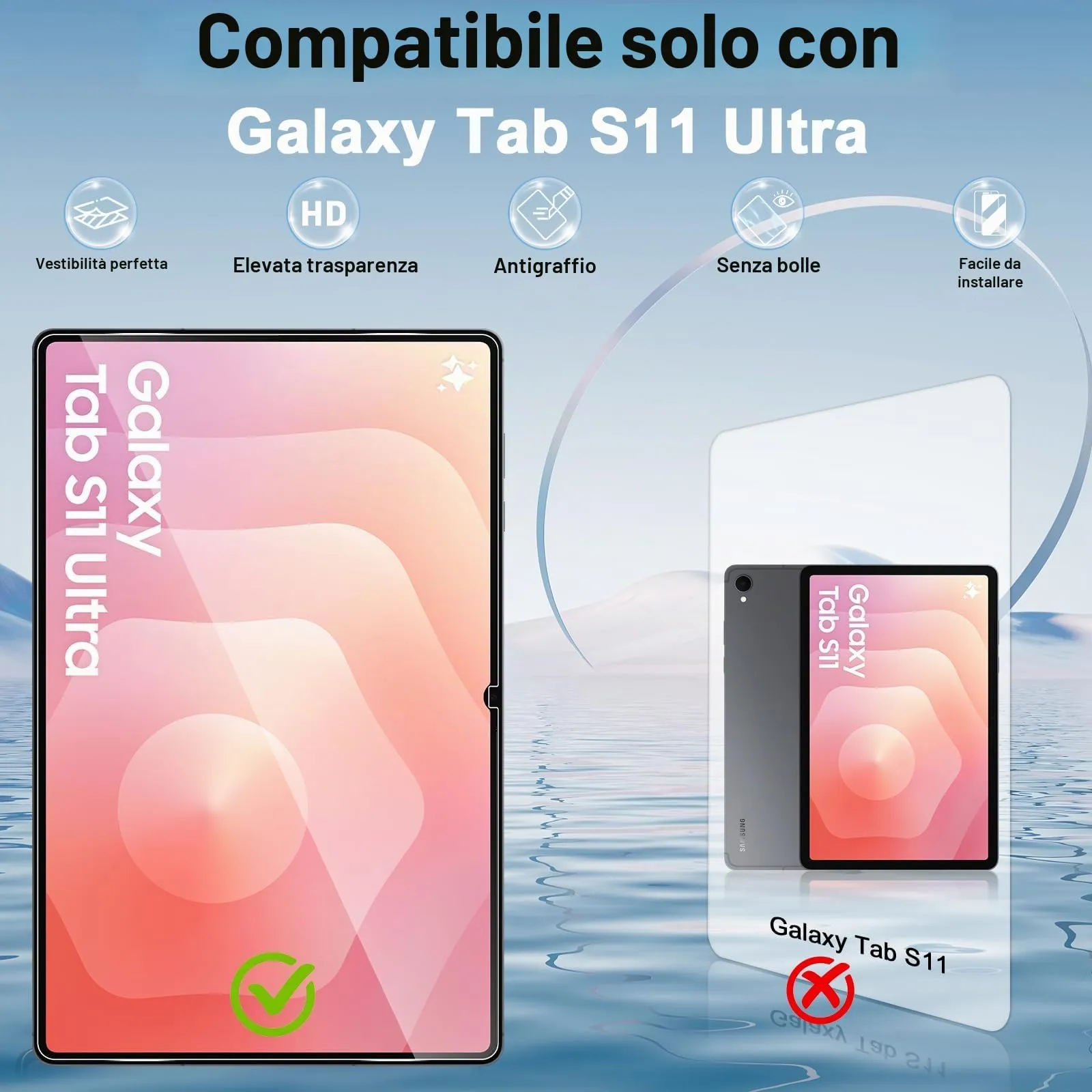 ELYCO Pellicola Protettiva in Vetro Temperato per Samsung Galaxy Tab S12 Ultra/S11 Ultra 14.6" - immagine 2