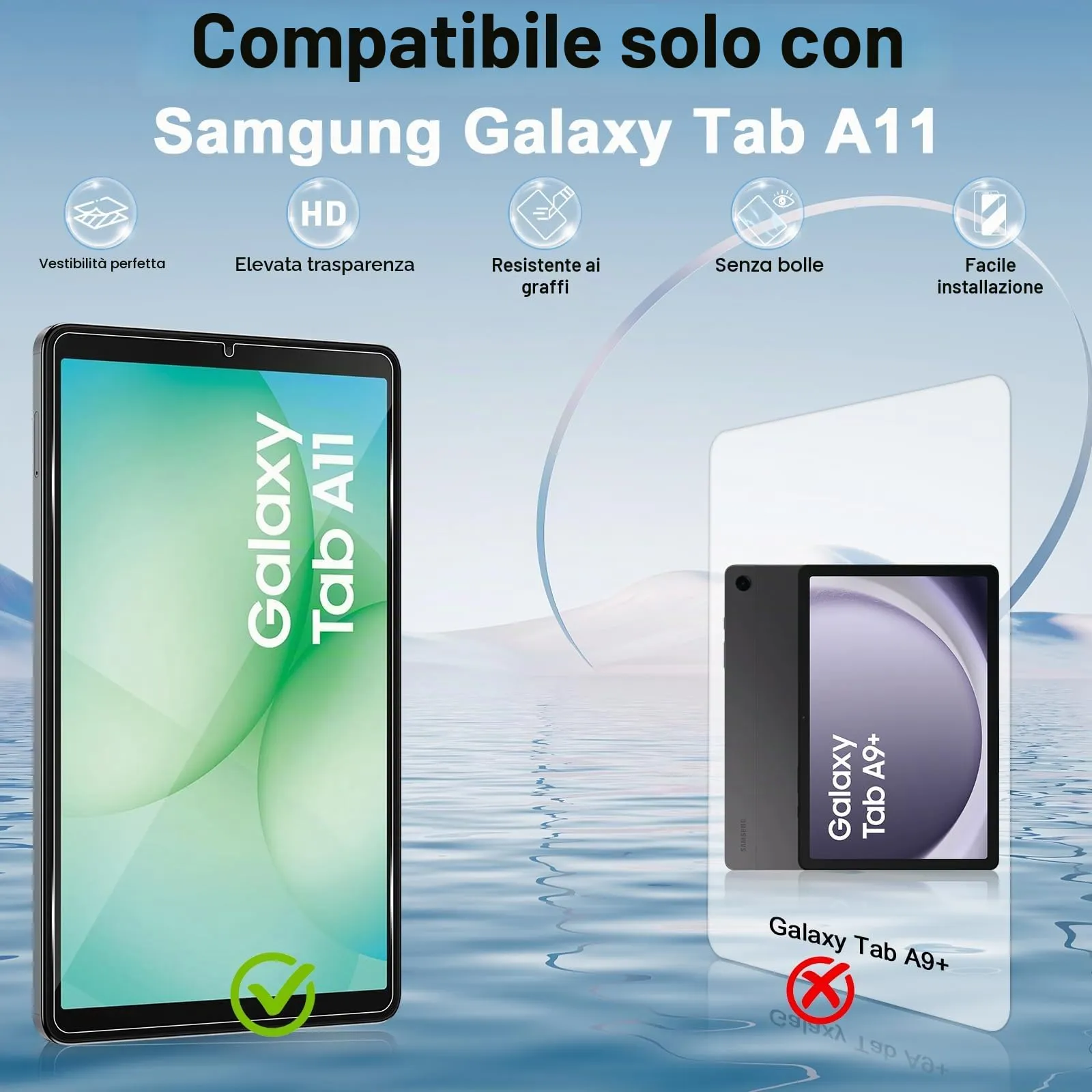 ELYCO Pellicola Protettiva in Vetro Temperato per Samsung Galaxy Tab A11 8.7 Pollici - immagine 2