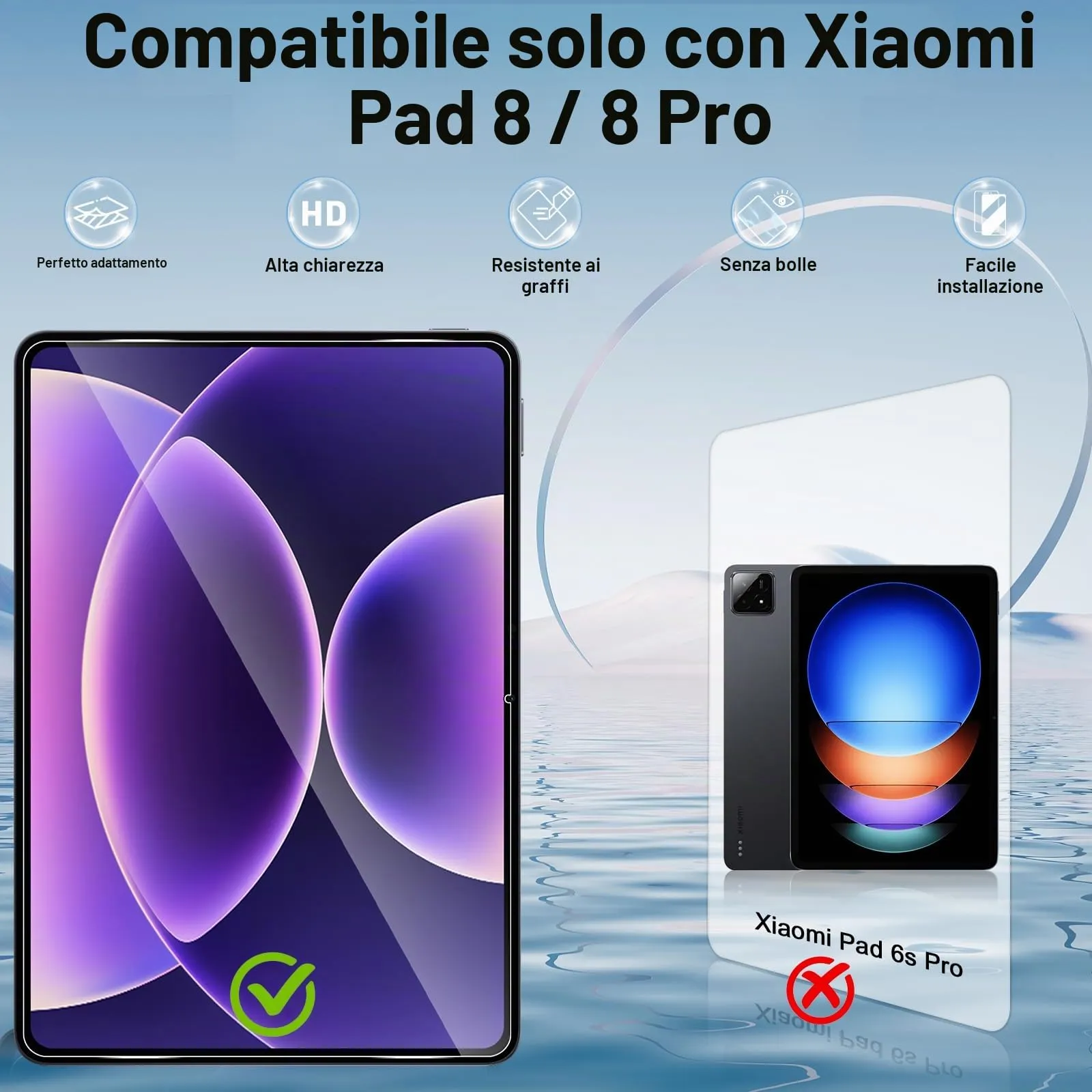 ELYCO Pellicola Protettiva in Vetro Temperato per Xiaomi Pad 8/8 Pro 11.2 Pollici - immagine 2