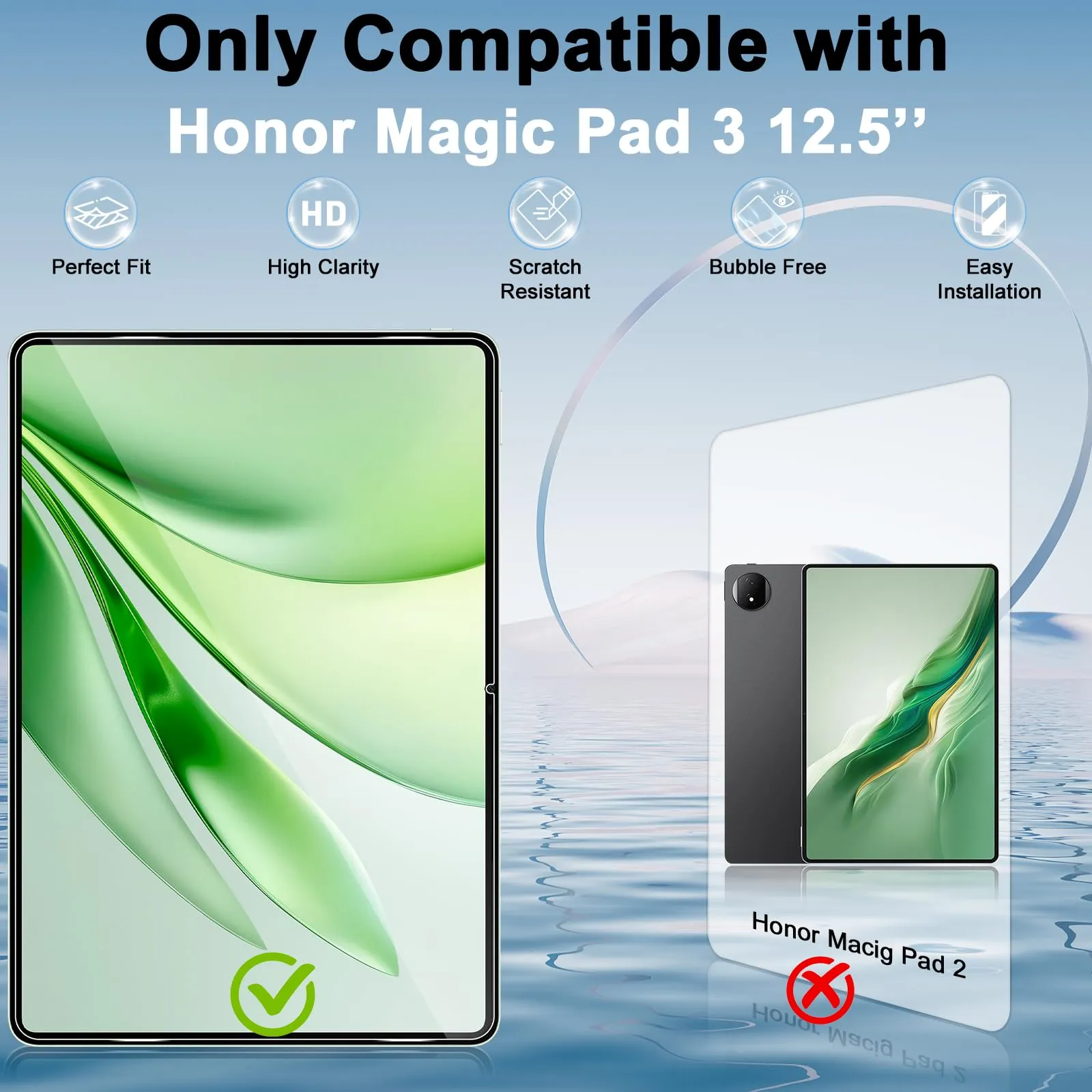 ELYCO Pellicola Protettiva in Vetro Temperato per Honor Magic Pad 3 12.5 Pollici - immagine 2