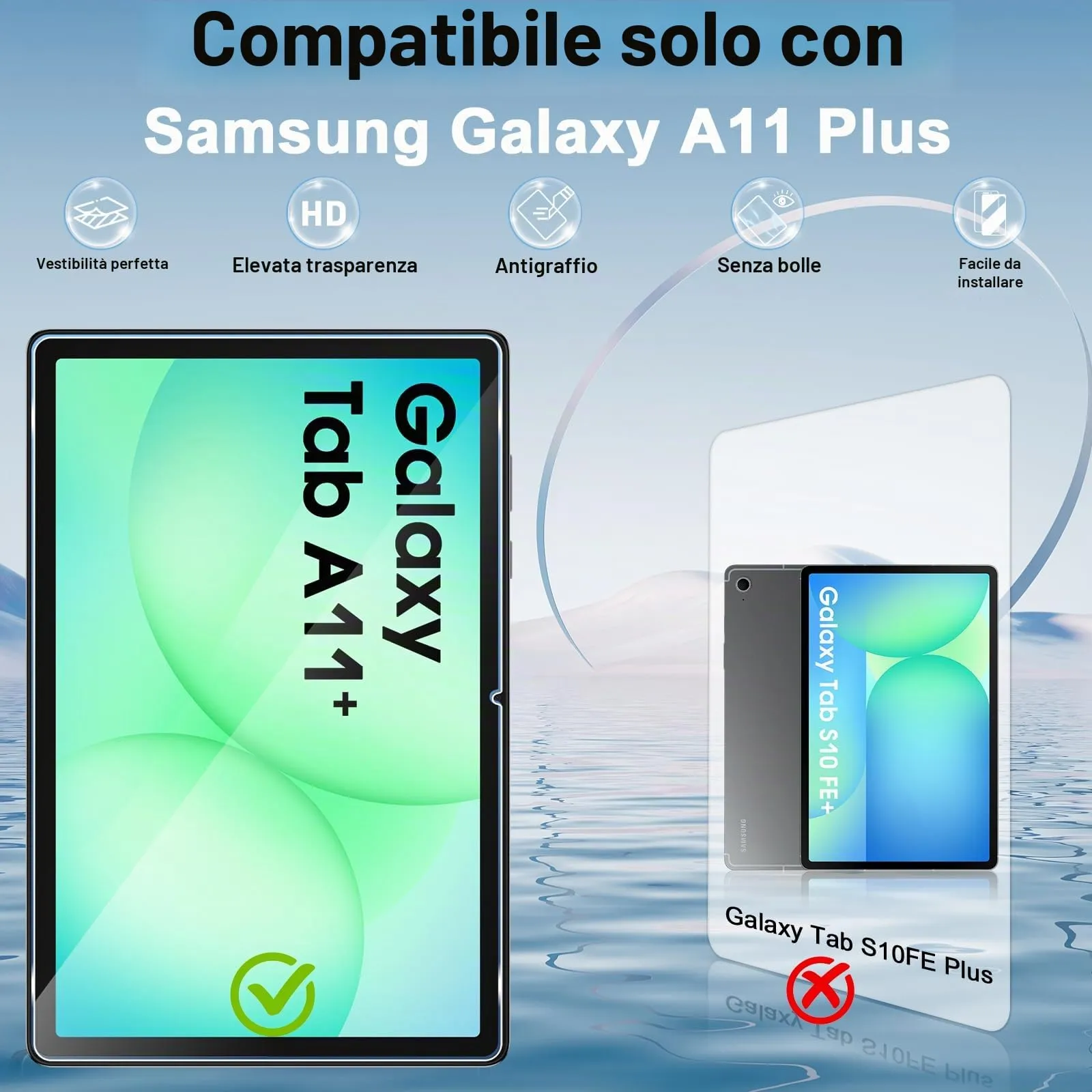 ELYCO Pellicola Protettiva in Vetro Temperato per Samsung Galaxy Tab A11 Plus 11 Pollici - immagine 2