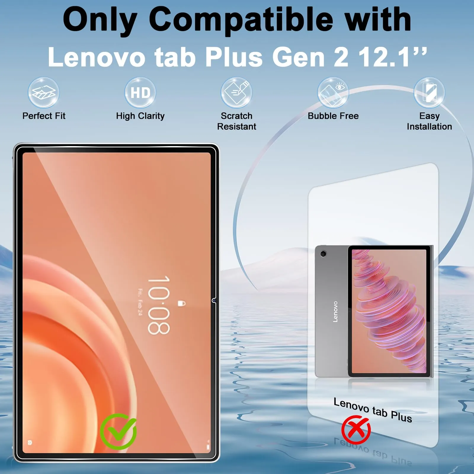 ELYCO Pellicola Protettiva in Vetro Temperato per Lenovo Tab Plus Gen 2 12.1 Pollici - immagine 2