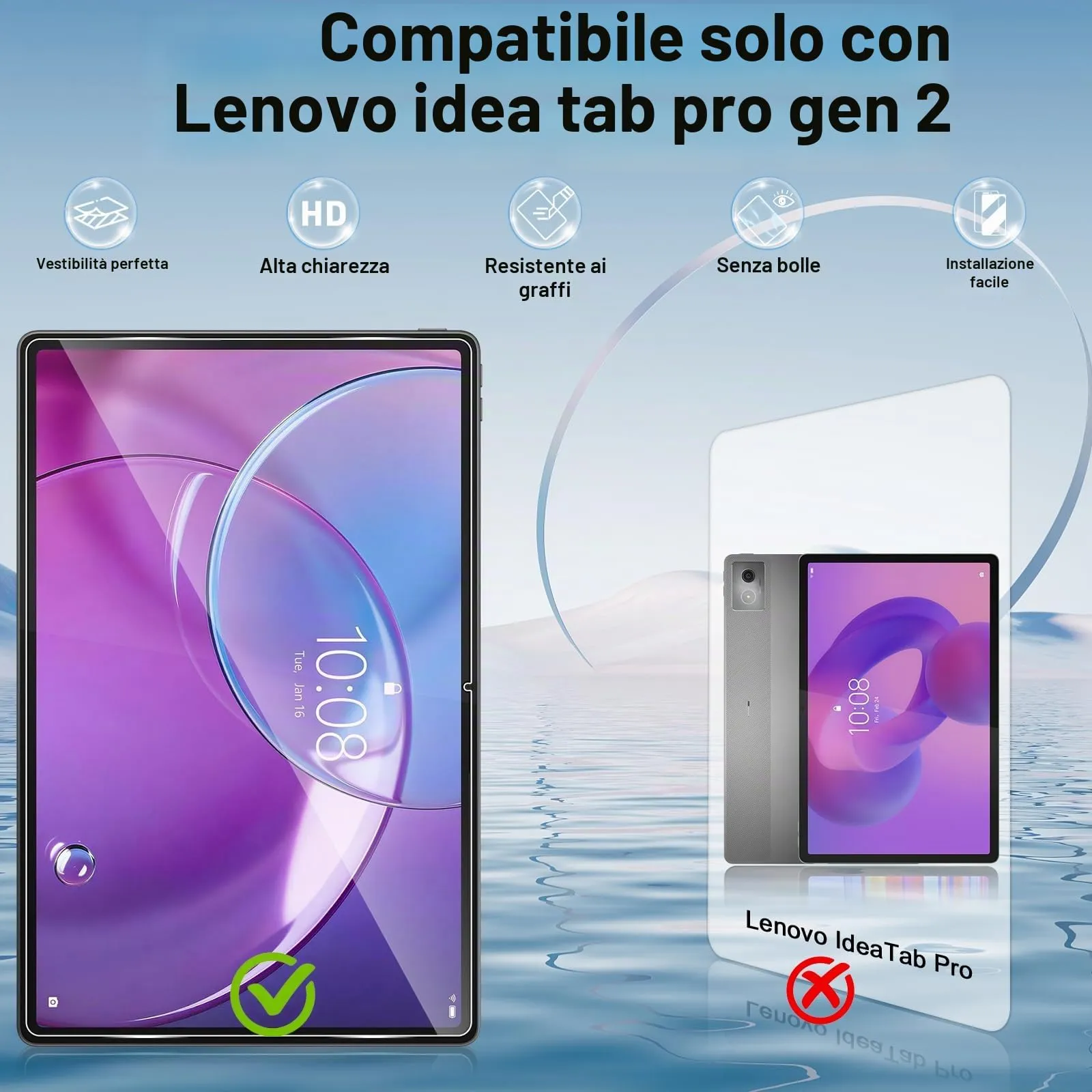 ELYCO Pellicola Protettiva in Vetro Temperato per Lenovo Idea Tab Pro Gen 2 13 Pollici - immagine 2