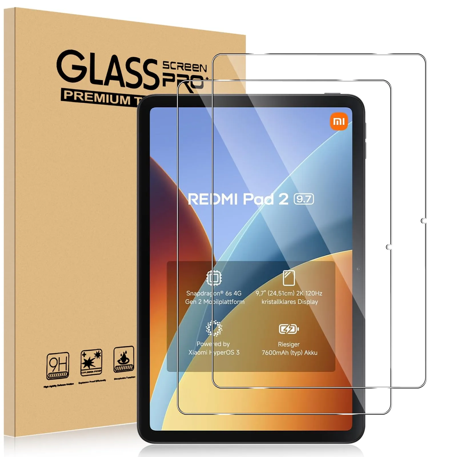 ELYCO Pellicola Protettiva in Vetro Temperato per Xiaomi Redmi Pad 2 9.7 Pollici - immagine 1