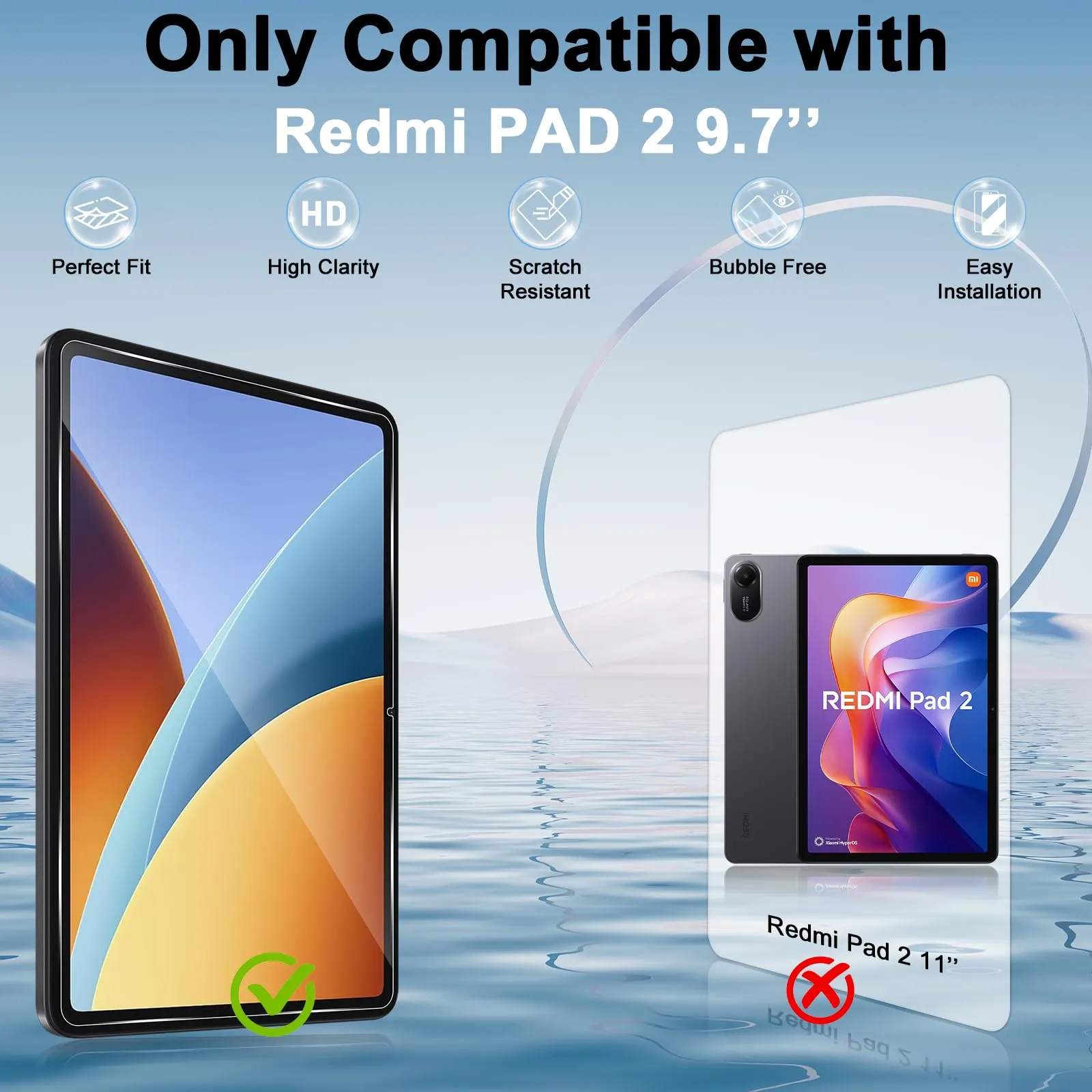 ELYCO Pellicola Protettiva in Vetro Temperato per Xiaomi Redmi Pad 2 9.7 Pollici - immagine 2