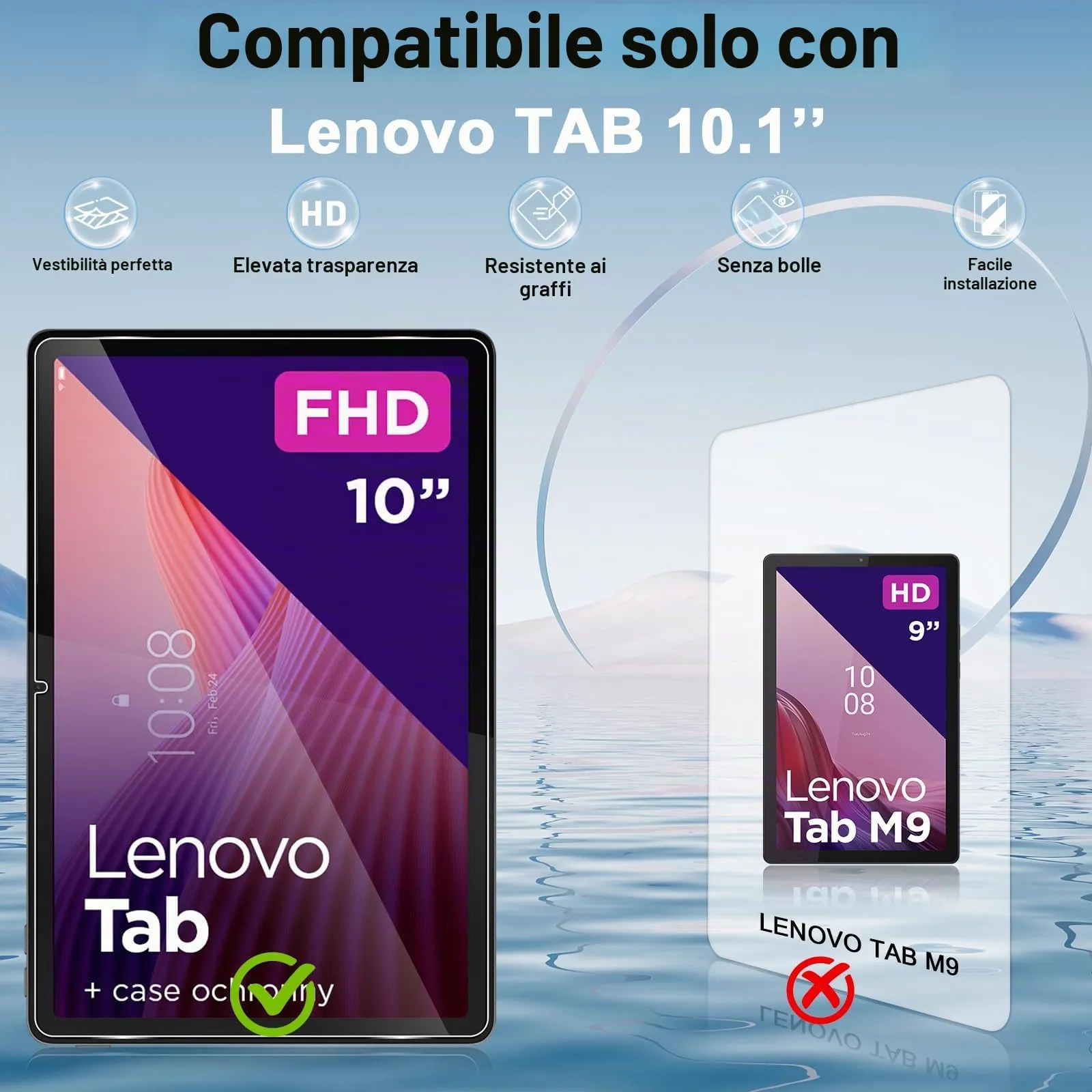 ELYCO Pellicola Protettiva in Vetro Temperato per Lenovo Tab TB311FU/TB311XU 10.1 Pollici 2025 - immagine 2