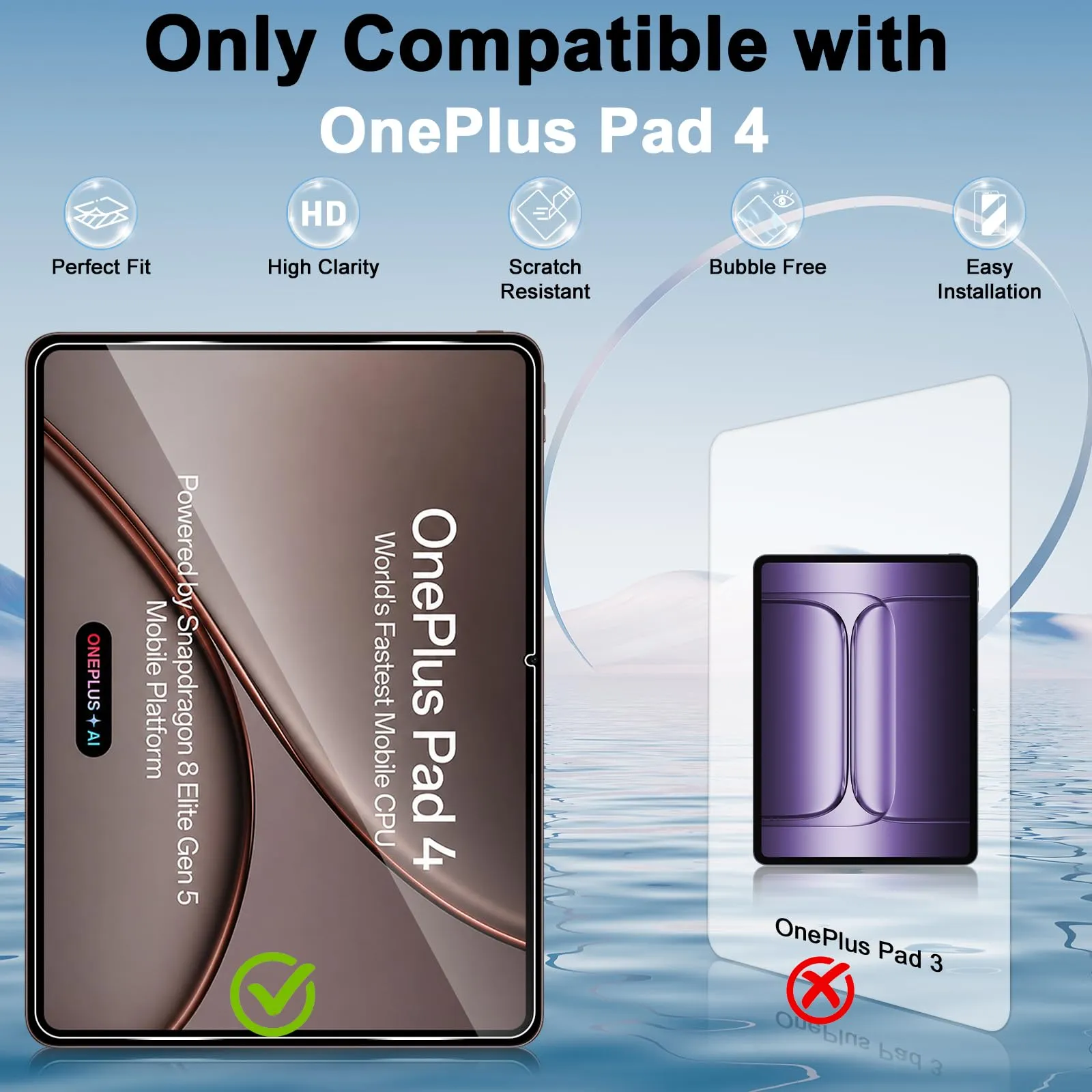 ELYCO Pellicola Protettiva in Vetro Temperato per OnePlus Pad 4 13.2 Pollici, 2 Pezzi - immagine 2
