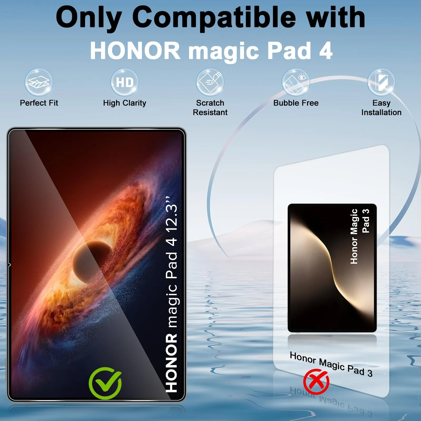 ELYCO Pellicola Protettiva in Vetro Temperato per Honor Magic Pad 4 12.3 Pollici, 2 Pezzi - immagine 2