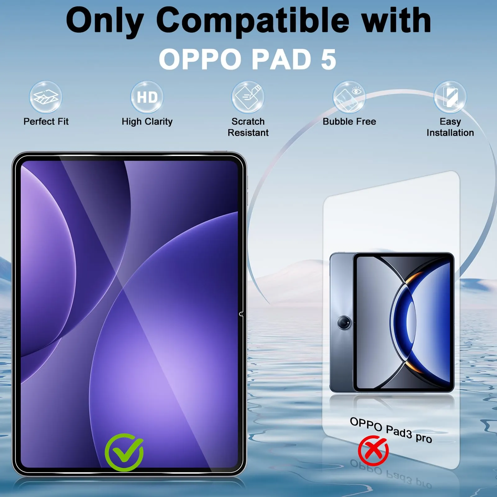 ELYCO Pellicola Protettiva in Vetro Temperato per OPPO Pad 5 / OnePlus Pad Go 2 12.1 Pollici - immagine 2