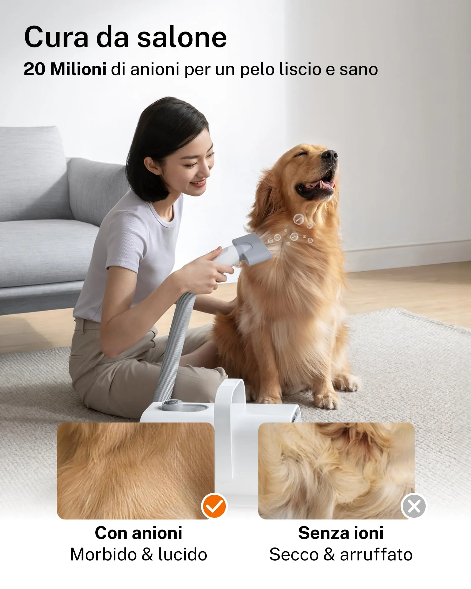 HomeRunPet Soffiatore per Cani, Asciugacapelli con 99 velocità, Controllo Temperatura e 3 Ugelli - immagine 6