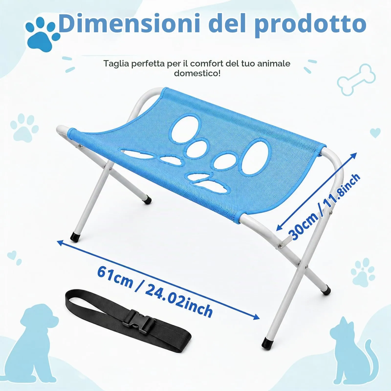 DONGSZQ Tavolo da Toelettatura per Animali Domestici con Amaca e Supporto Pieghevole, Blu - immagine 2