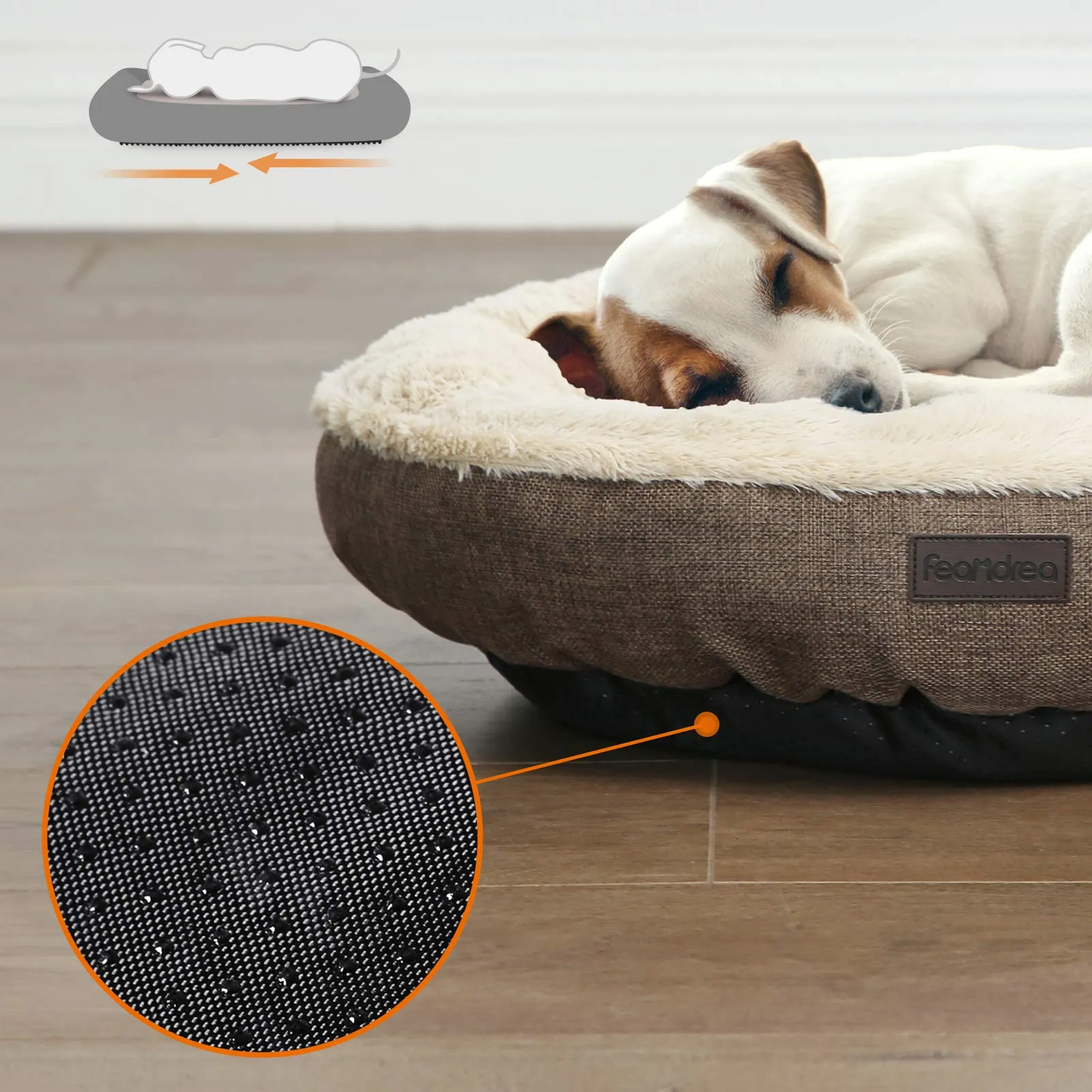 Feandrea Cuccia Divano per Cani e Gatti a Ciambella, 55 cm, Marrone PGW55C - immagine 5