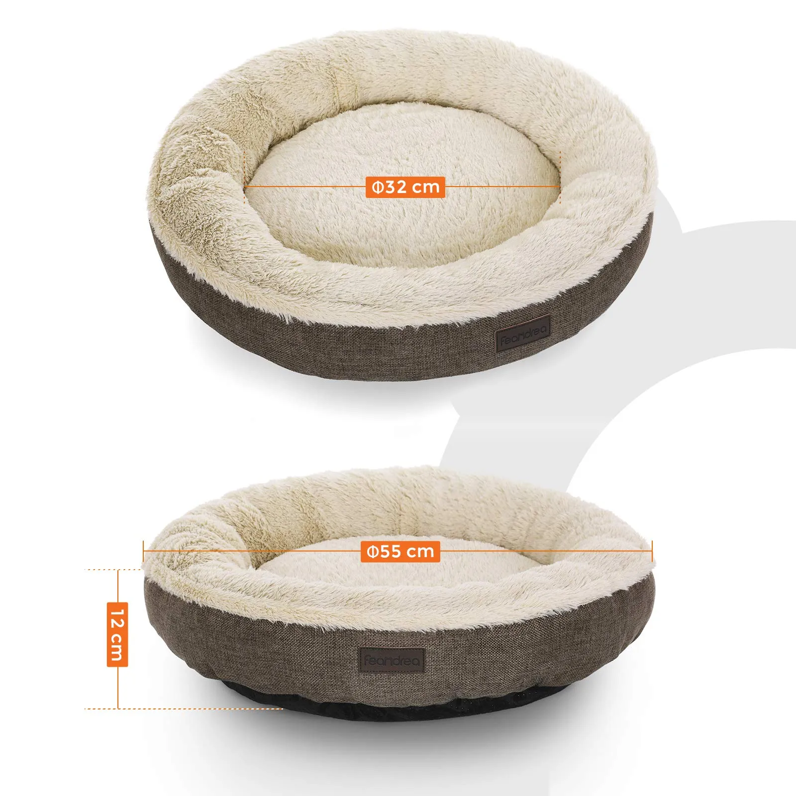 Feandrea Cuccia Divano per Cani e Gatti a Ciambella, 55 cm, Marrone PGW55C - immagine 6