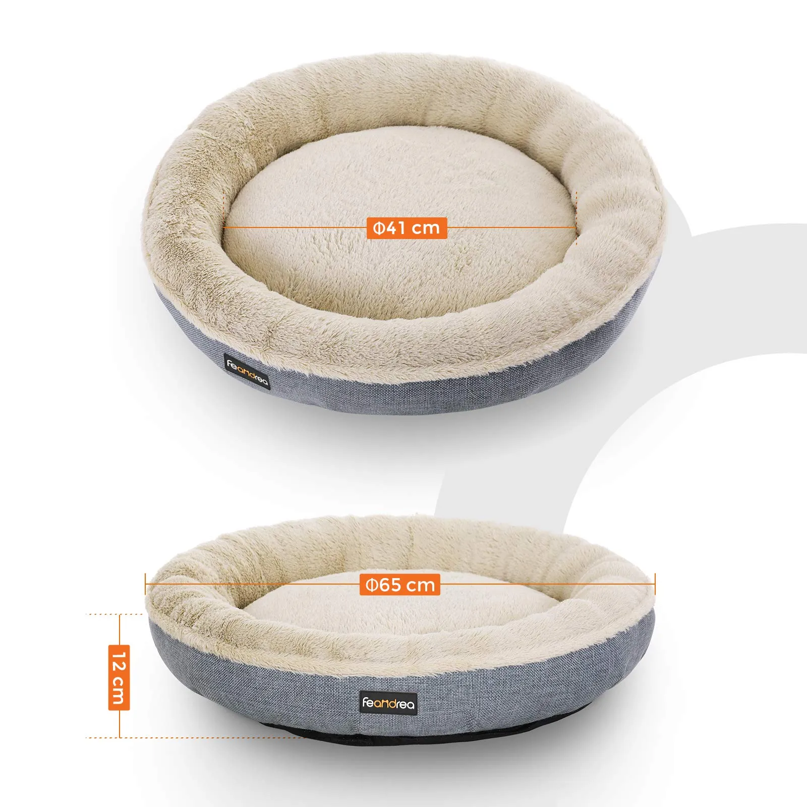 Feandrea Cuccia Divano per Cani e Gatti, Forma di Ciambella, 65 cm, Grigio PGW65G - immagine 5