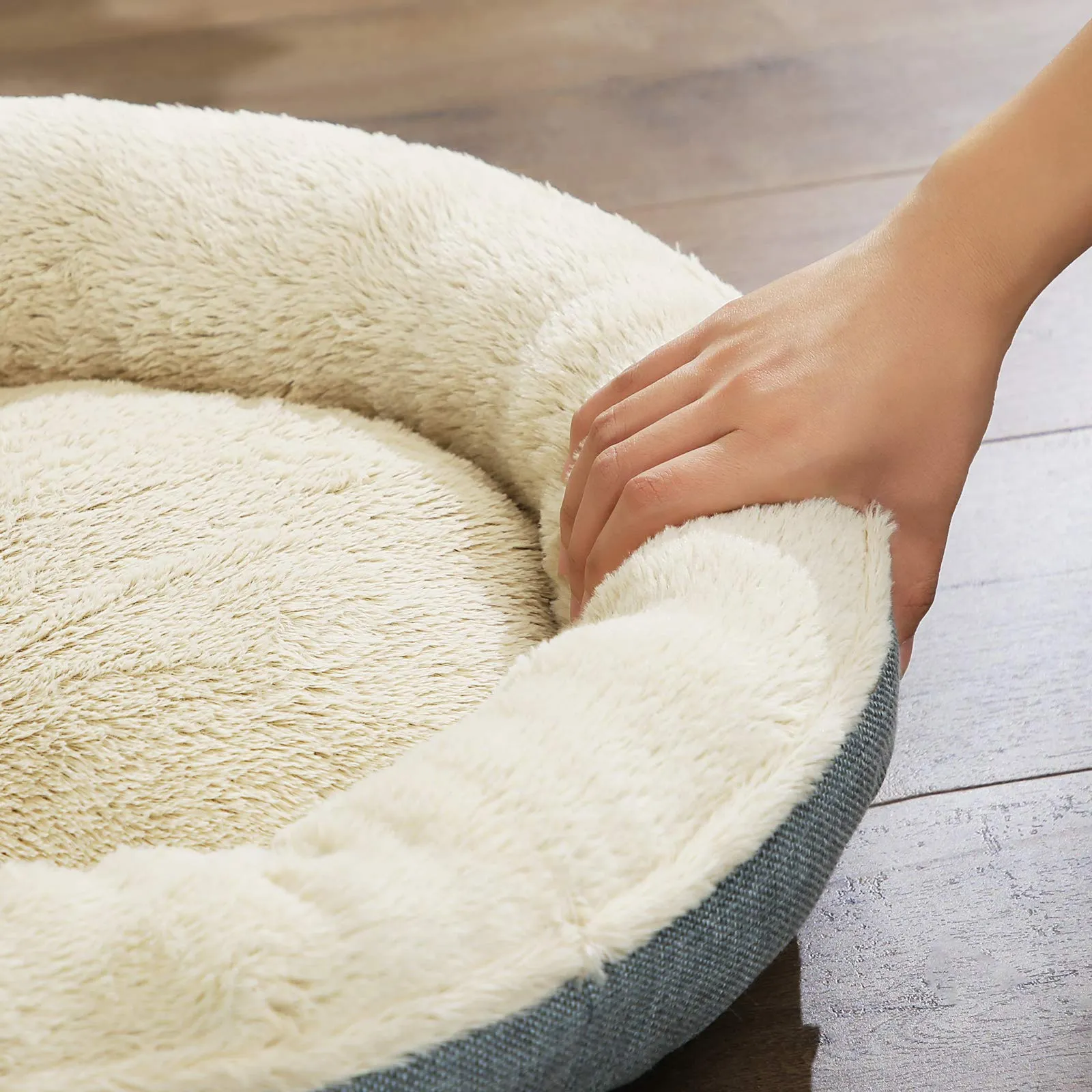 Feandrea Cuccia Divano per Cani e Gatti, Forma di Ciambella, 65 cm, Grigio PGW65G - immagine 6