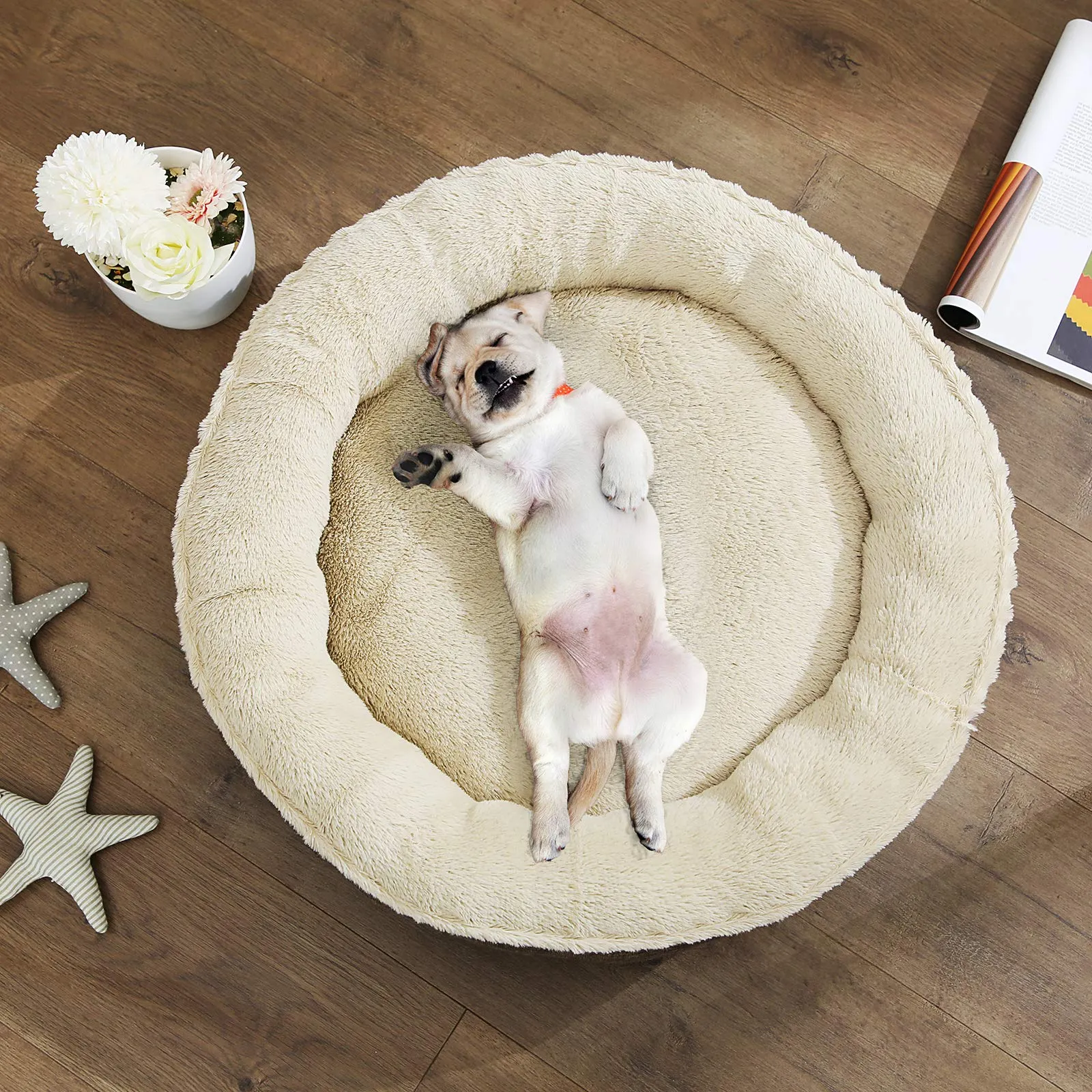 Feandrea Cuccia Divano per Cani e Gatti, Forma di Ciambella, 65 cm, Grigio PGW65G - immagine 7