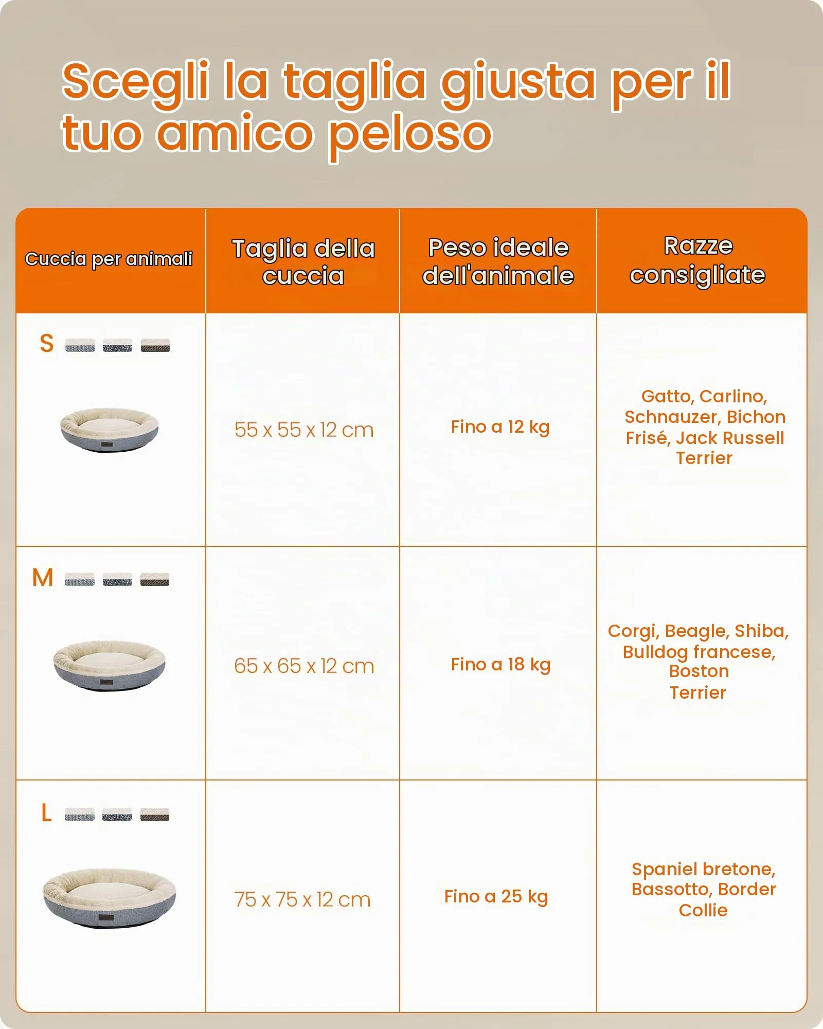 Feandrea Cuccia Divano per Cani e Gatti, Forma di Ciambella, 65 cm, Grigio PGW65G - immagine 8