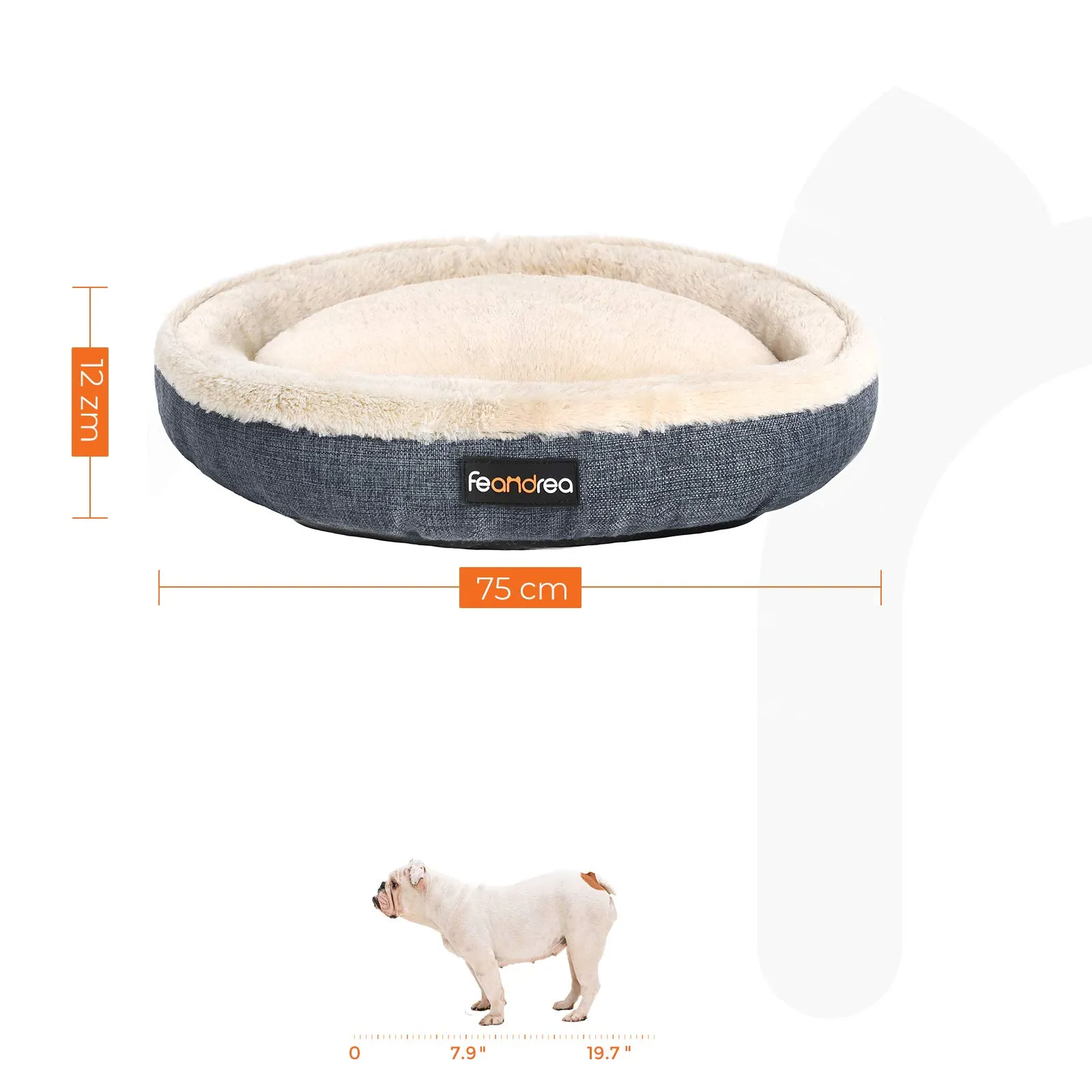 Feandrea Cuccia per Cani e Gatti, Forma di Ciambella, 75cm, Grigio Scuro PGW075G01 - immagine 4