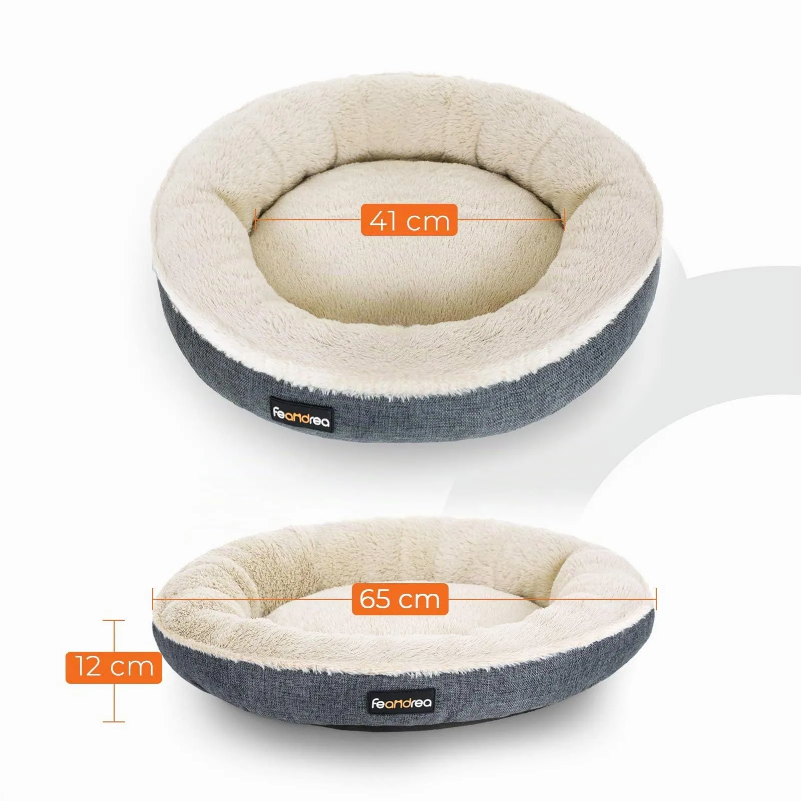 Feandrea Cuccia per Cani e Gatti a Ciambella, 65 cm, Grigio Scuro PGW065G01 - immagine 6