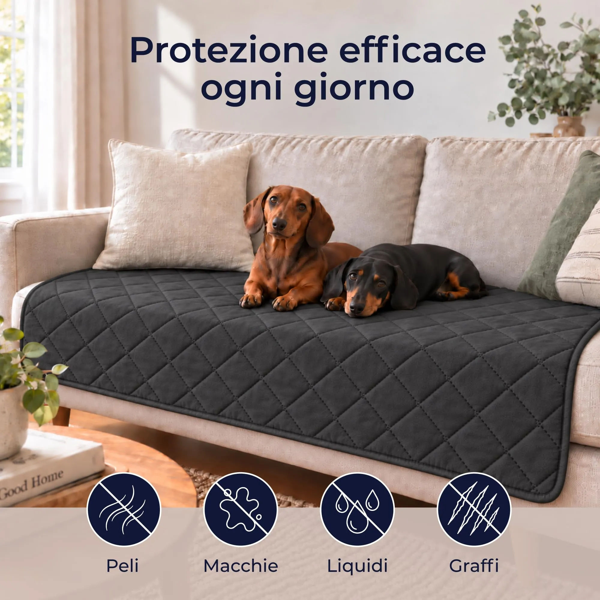Dreamzie Coperta Impermeabile per Cani 75x175 cm Antracite Copridivano - immagine 2