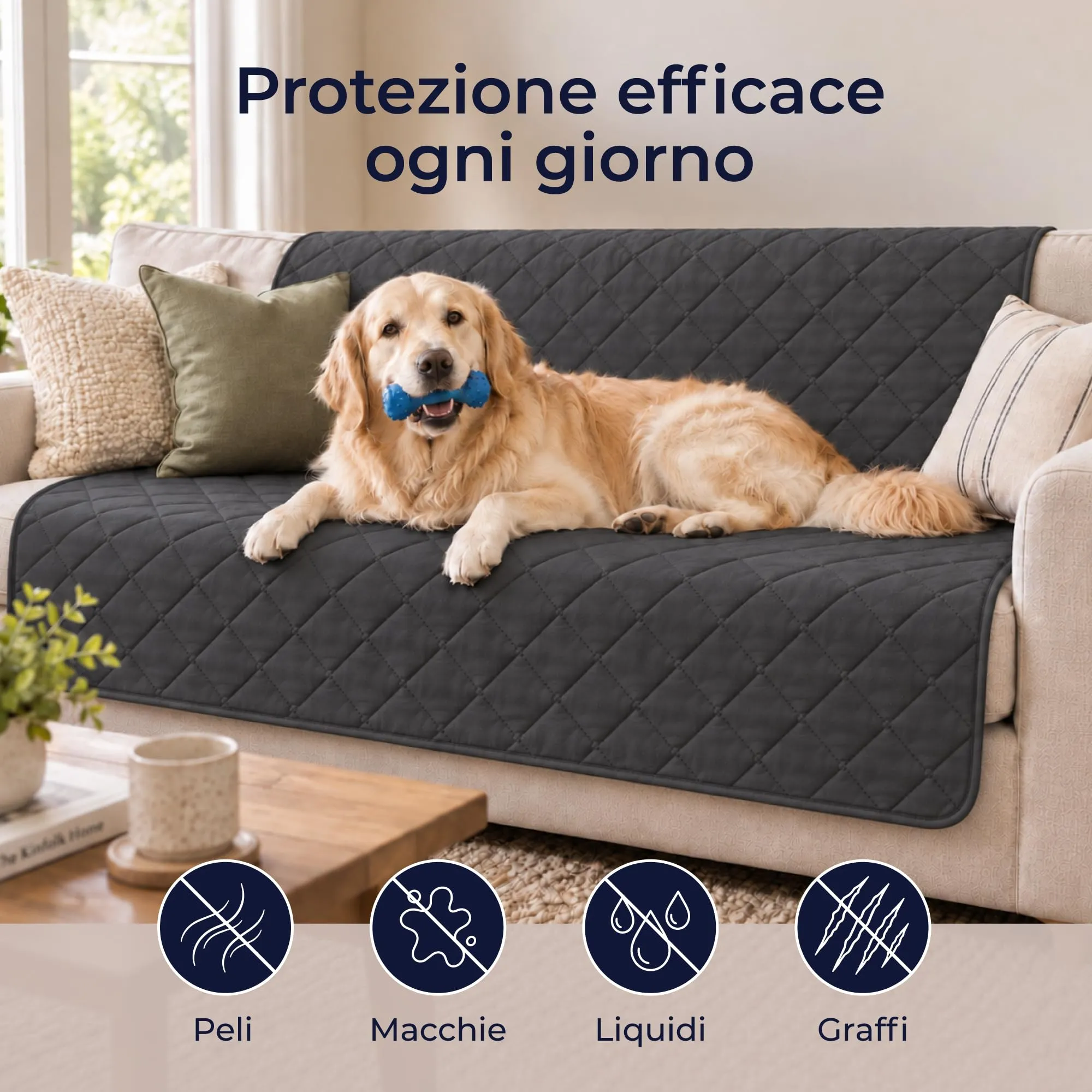 Dreamzie Coperta Impermeabile per Cani, 130x205 cm, Antracite - immagine 2