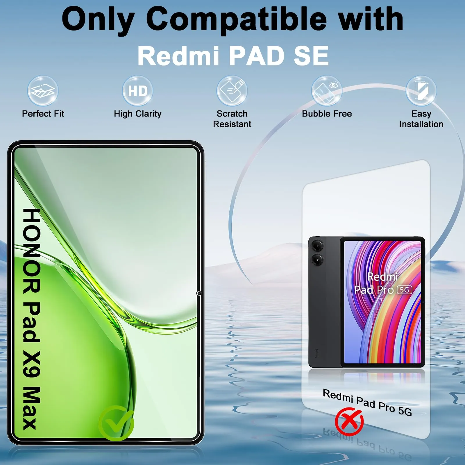 ELYCO Pellicola Protettiva in Vetro Temperato per Honor Pad X9 Max 13.3 Pollici, 2 Pezzi - immagine 2