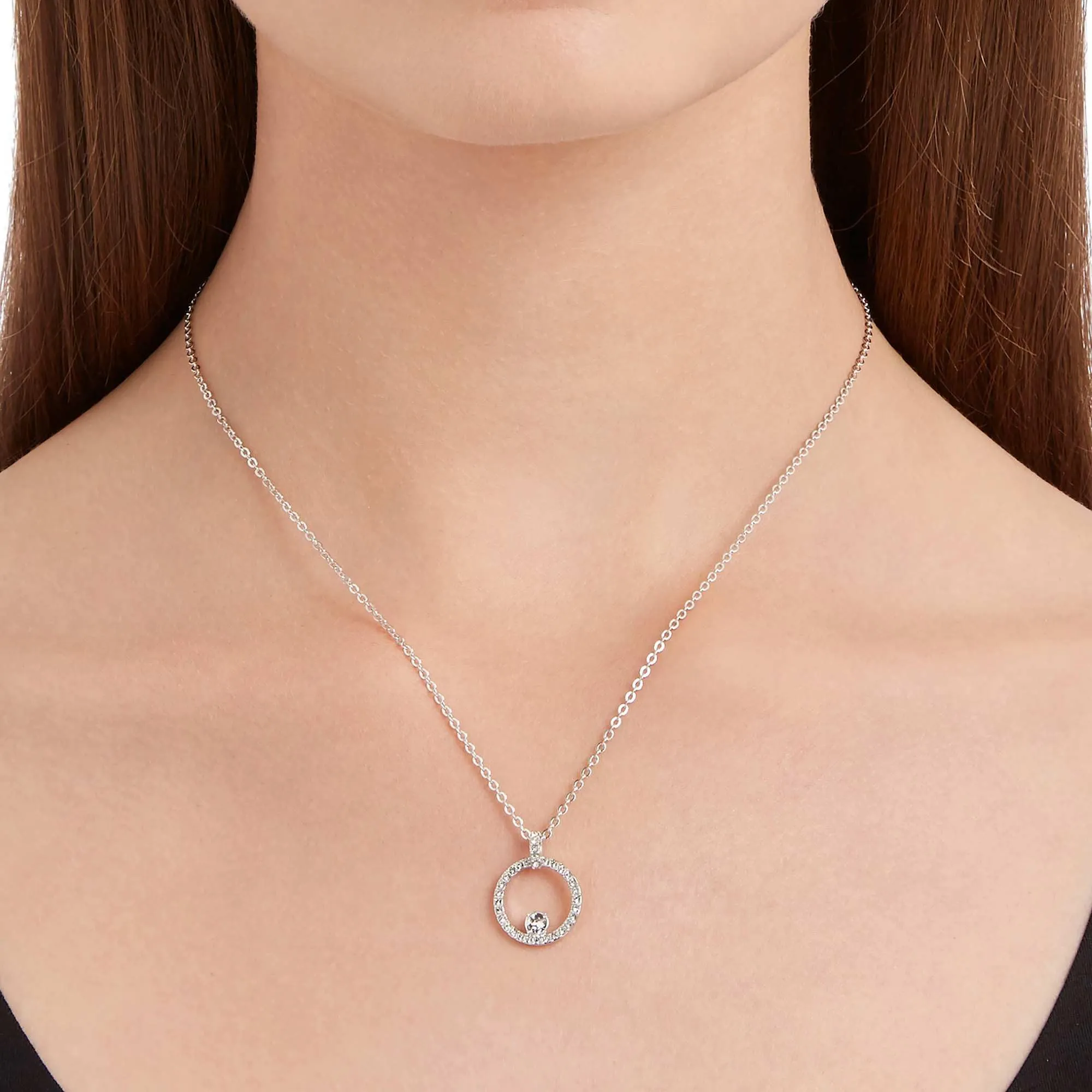 Swarovski Creativity Circle Pendant, White, Rhodium Plated - immagine 5
