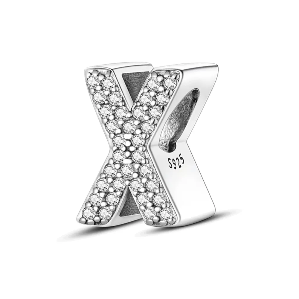 Pandach Bead Charm Ciondolo Argento Sterling 925 Lettere con Cubic Zirconia per Braccialetti e Collane Europei - immagine 1