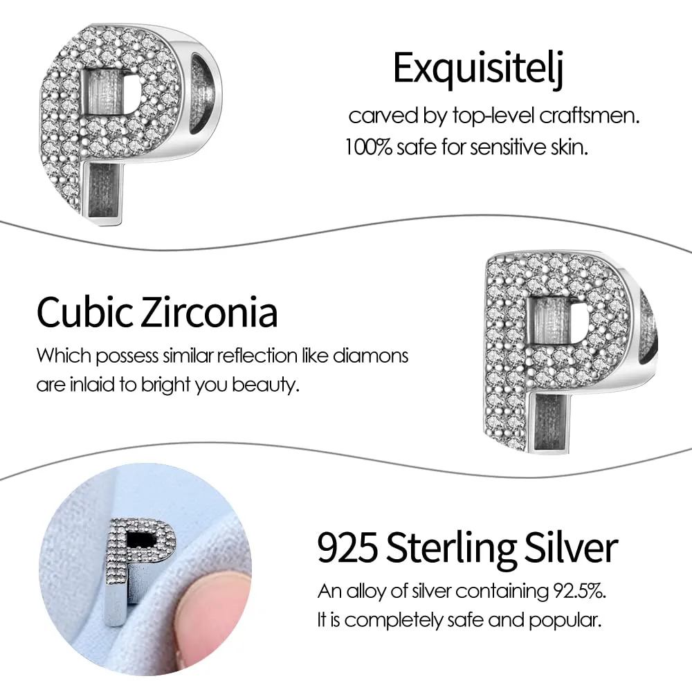 Pandach Ciondolo a forma di lettera in Argento Sterling 925 e Zirconia sintetica - immagine 6