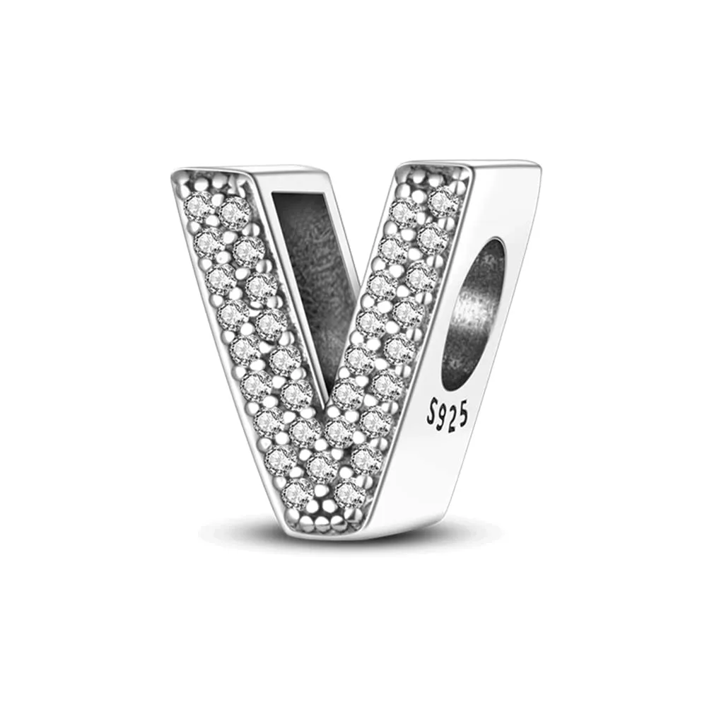 Pandach Ciondolo a forma di lettera in argento Sterling 925 e zirconi sintetico - immagine 1