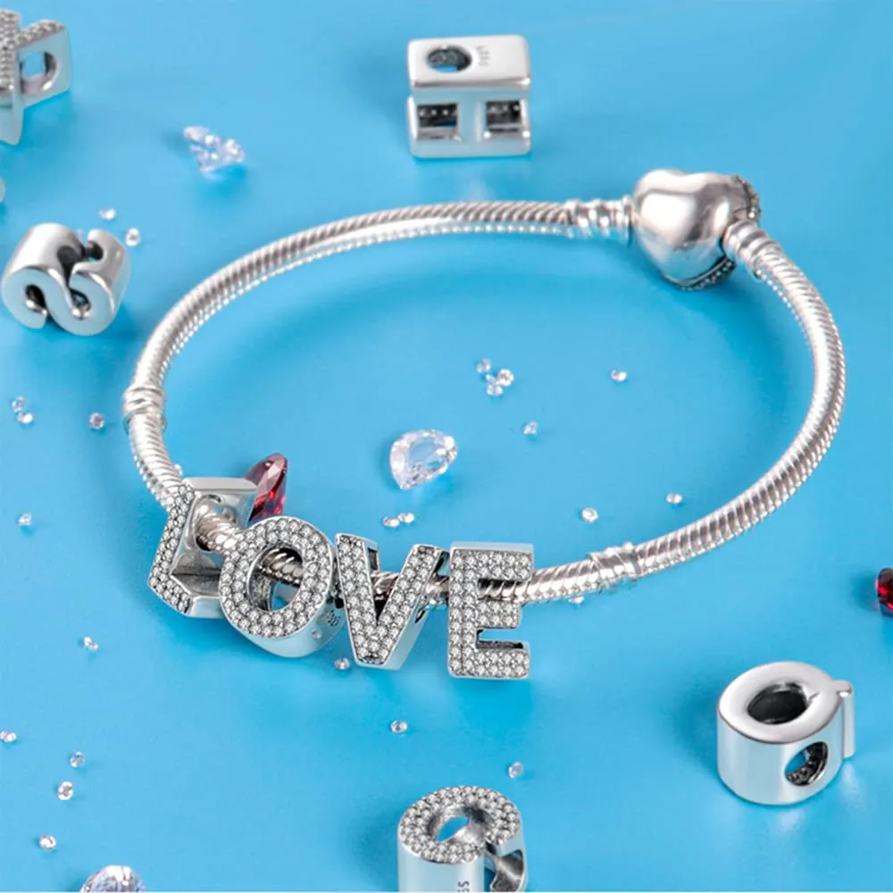 Pandach Ciondolo a forma di lettera in argento Sterling 925 e zirconi sintetico - immagine 2