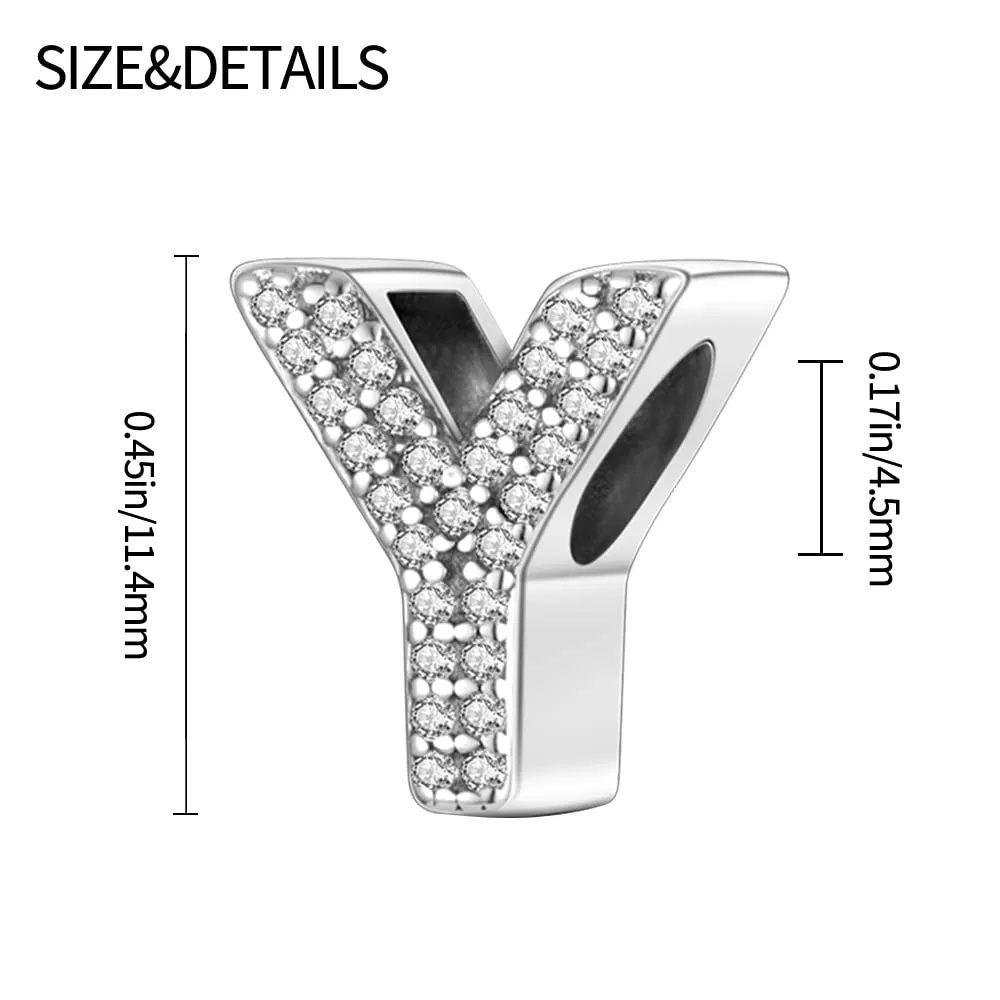 Pandach Ciondolo a forma di lettera in argento Sterling 925 e Zirconie sintetico - immagine 3