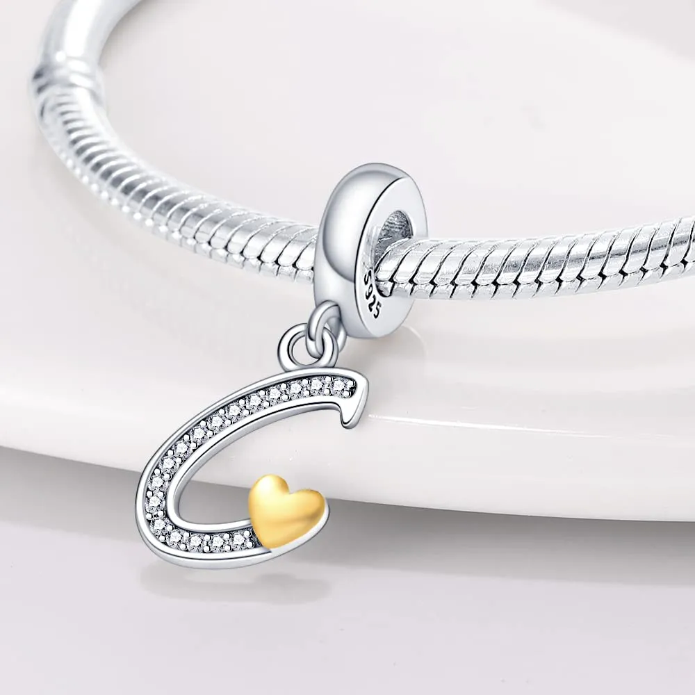 Pandach Bead Charm Ciondolo Argento Sterling 925 Lettere con Cubic Zirconia per Braccialetti e Collane Europei - immagine 2