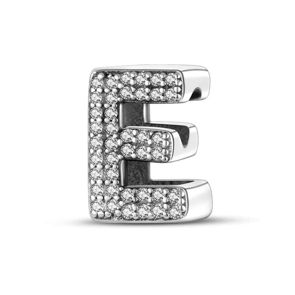 Pandach Bead Charm in Argento Sterling 925 con Lettere e Cubic Zirconia per Braccialetti e Collane Europei - immagine 1