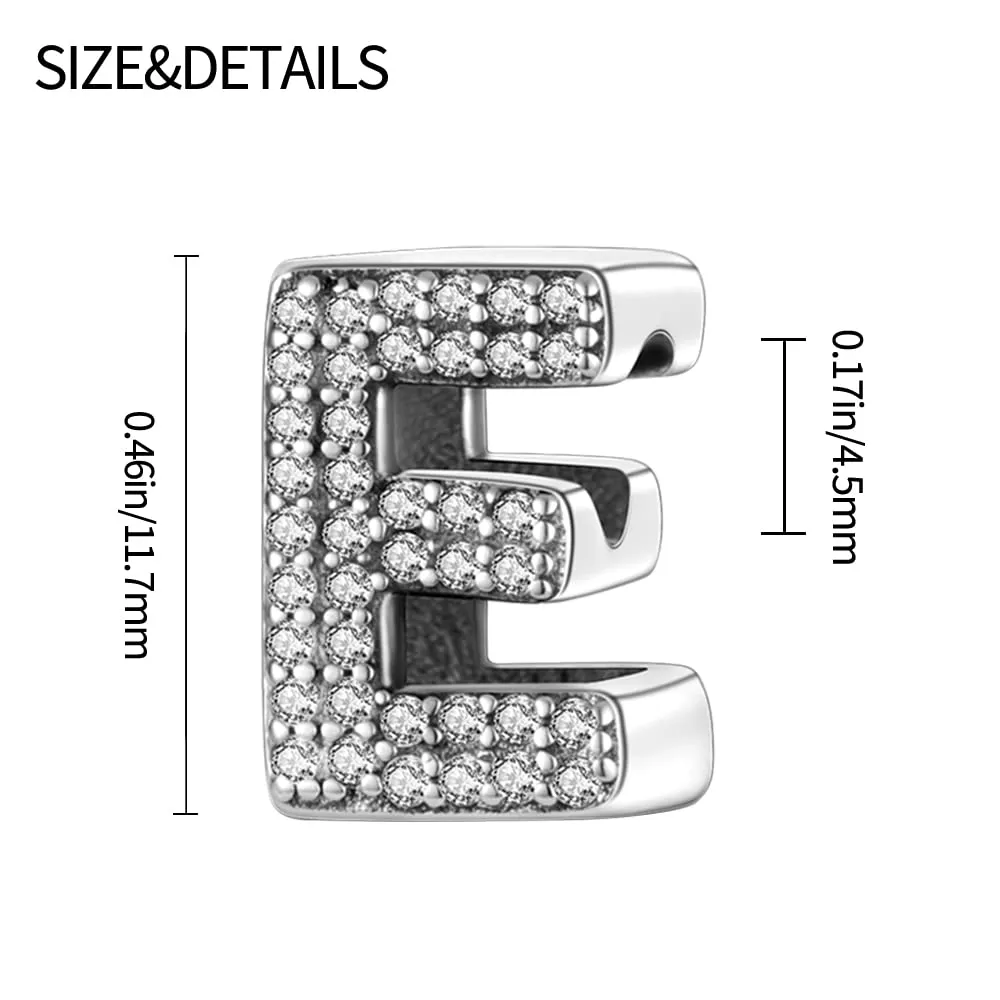 Pandach Bead Charm in Argento Sterling 925 con Lettere e Cubic Zirconia per Braccialetti e Collane Europei - immagine 6